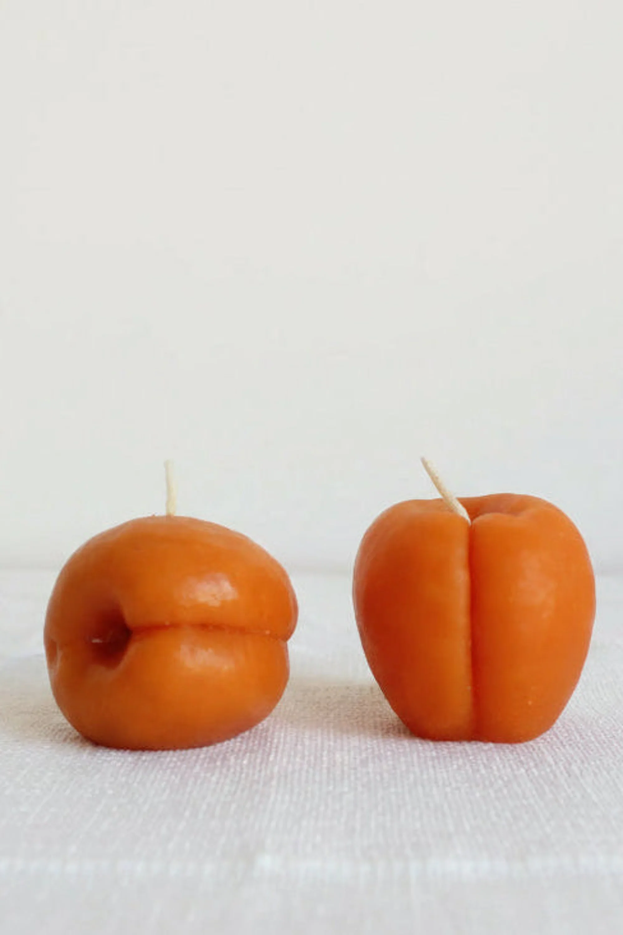 Apricot Beeswax Candles Pair
