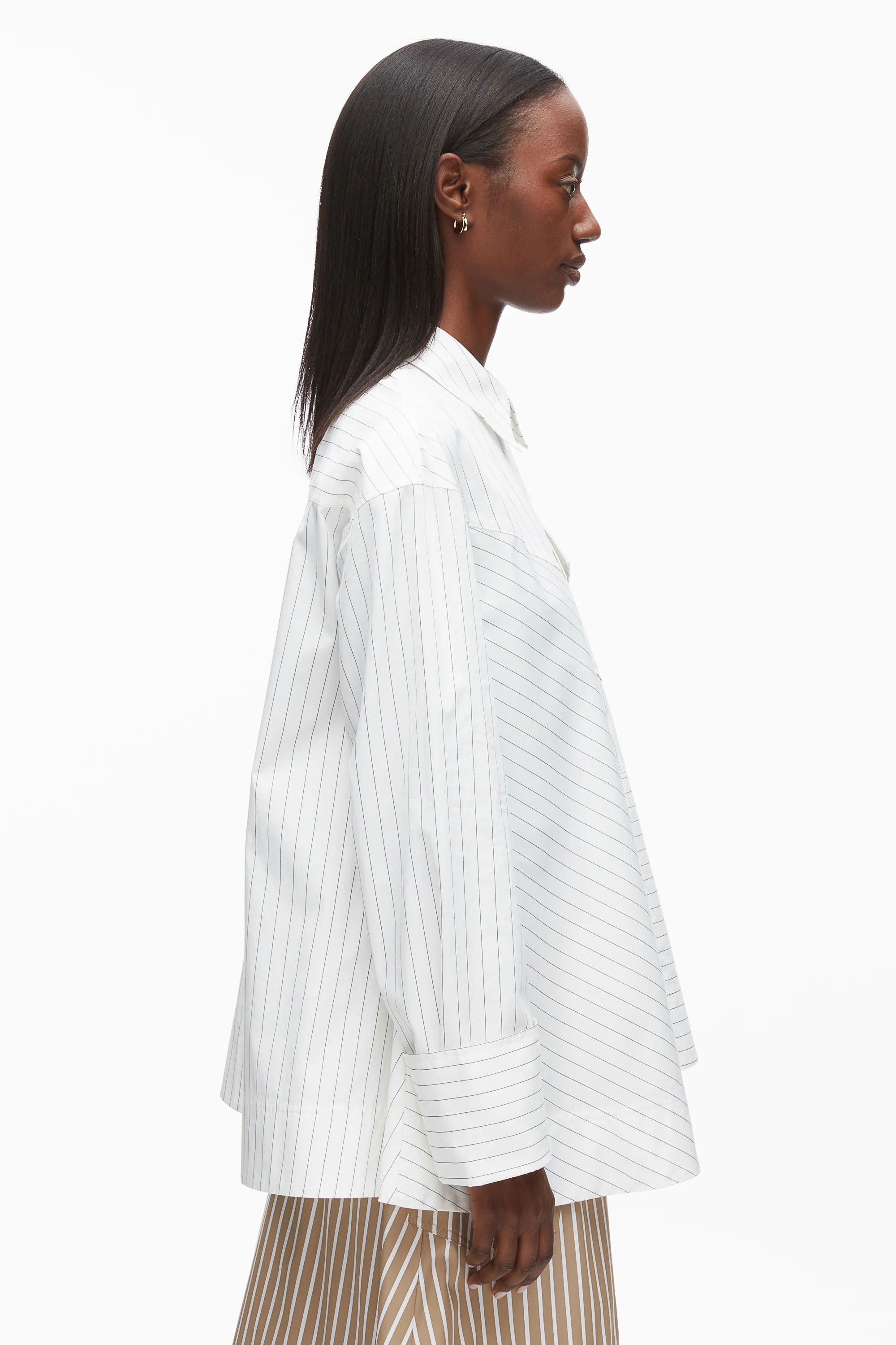 Asymmetrical Stripe Trapeze Shirt - Image 4