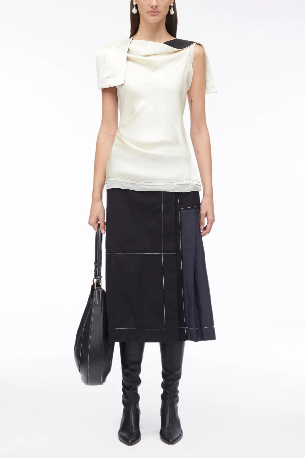 Asymmetric Drape Satin Top