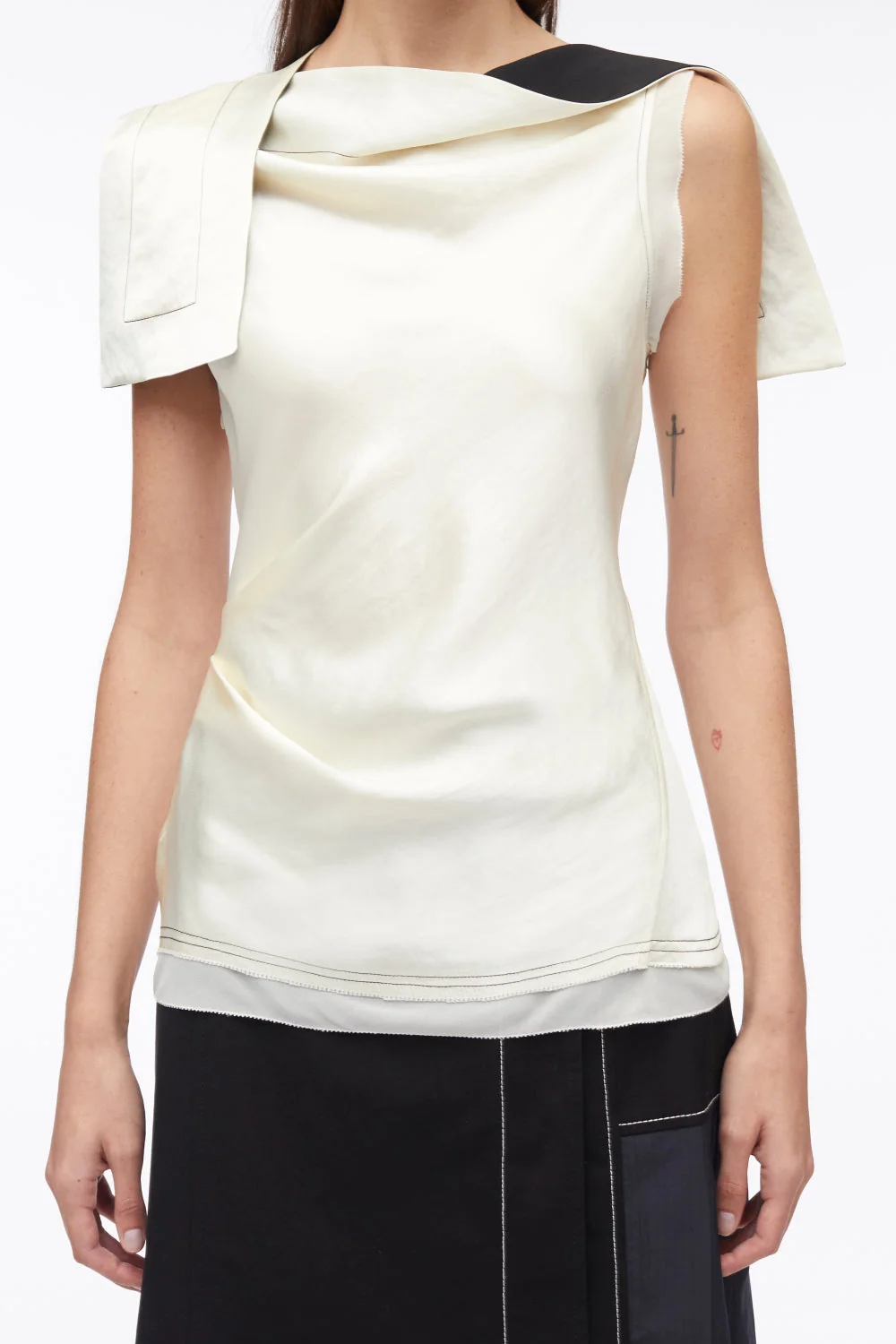 Asymmetric Drape Satin Top - Image 5