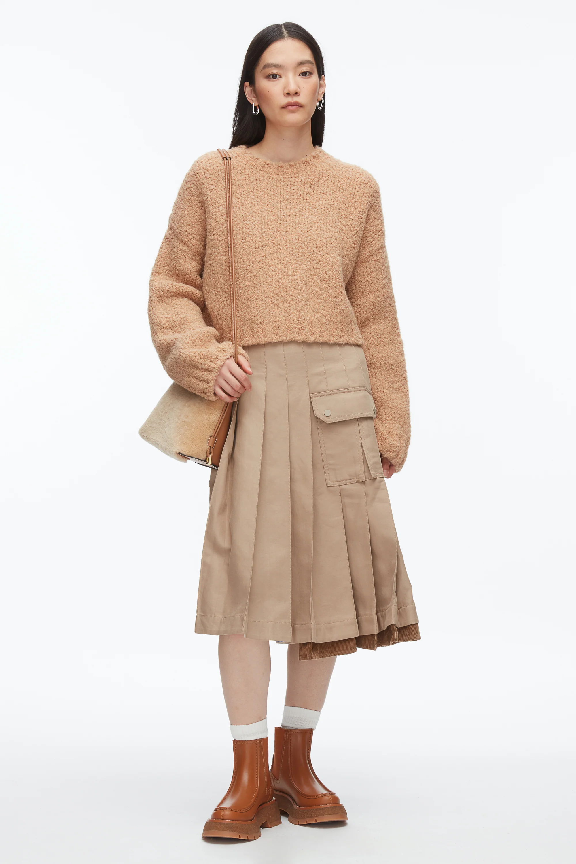 Boucle Zipper Crewneck