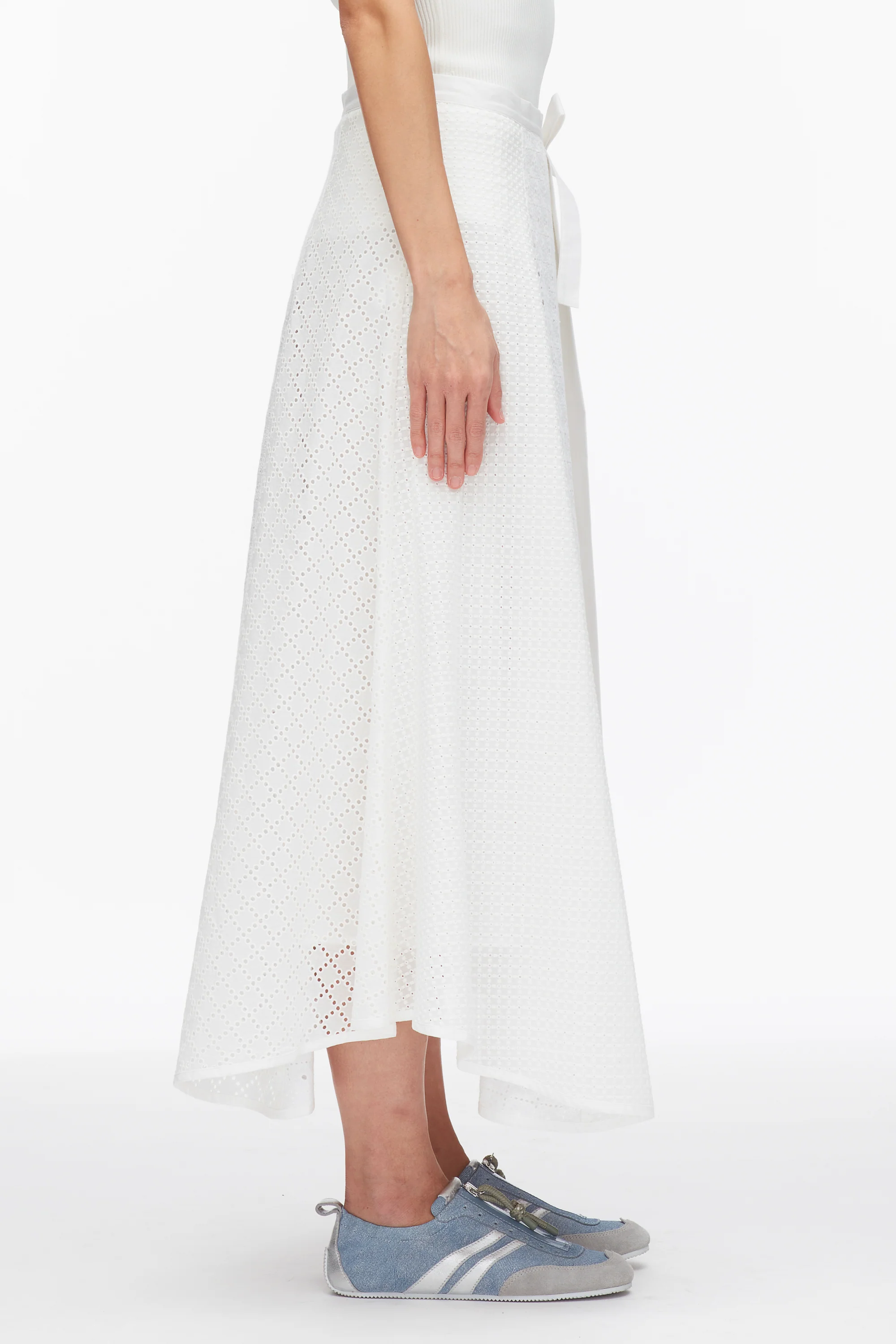 Broderie Anglaise Patchwork Midi Skirt - Image 4
