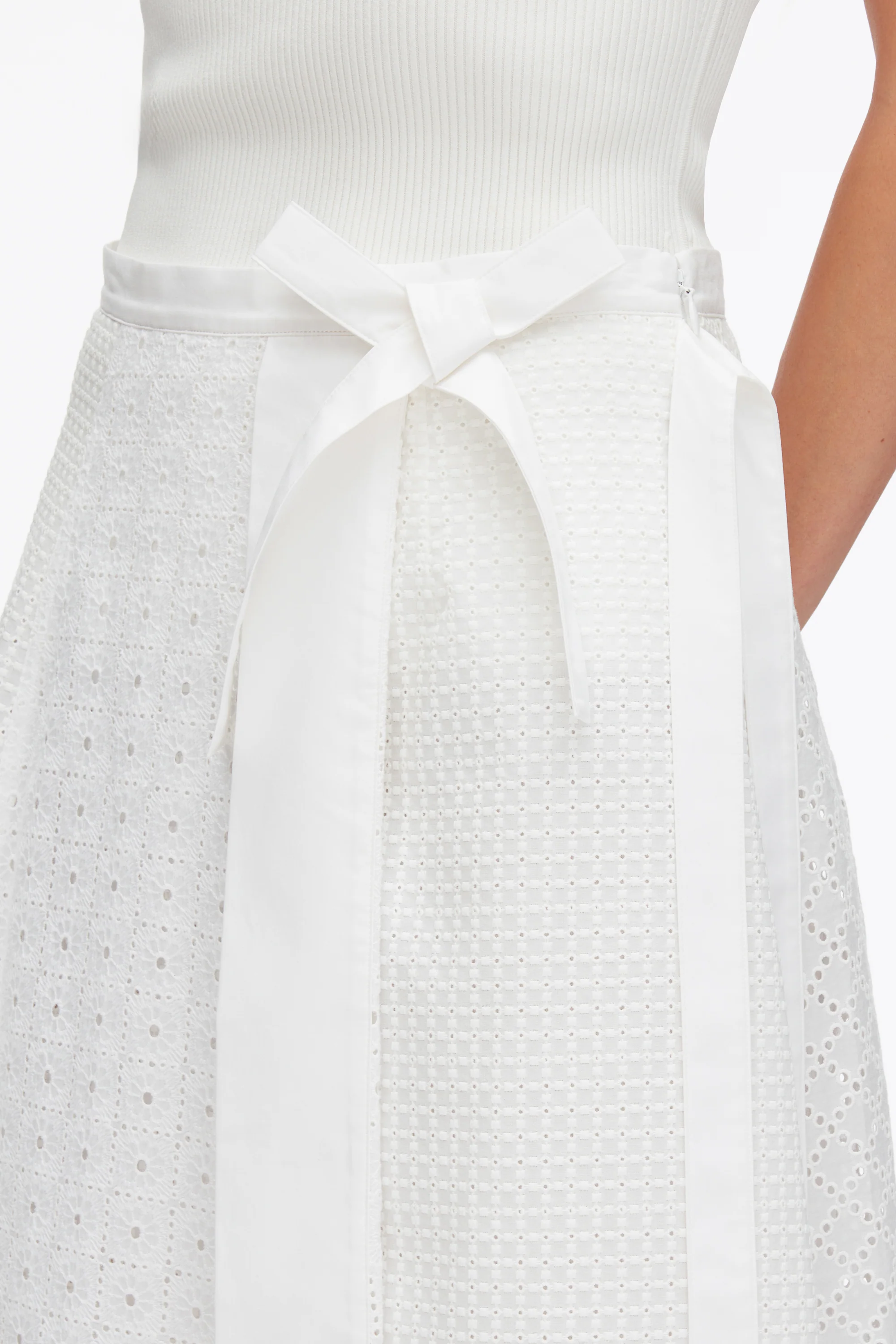 Broderie Anglaise Patchwork Midi Skirt - Image 6