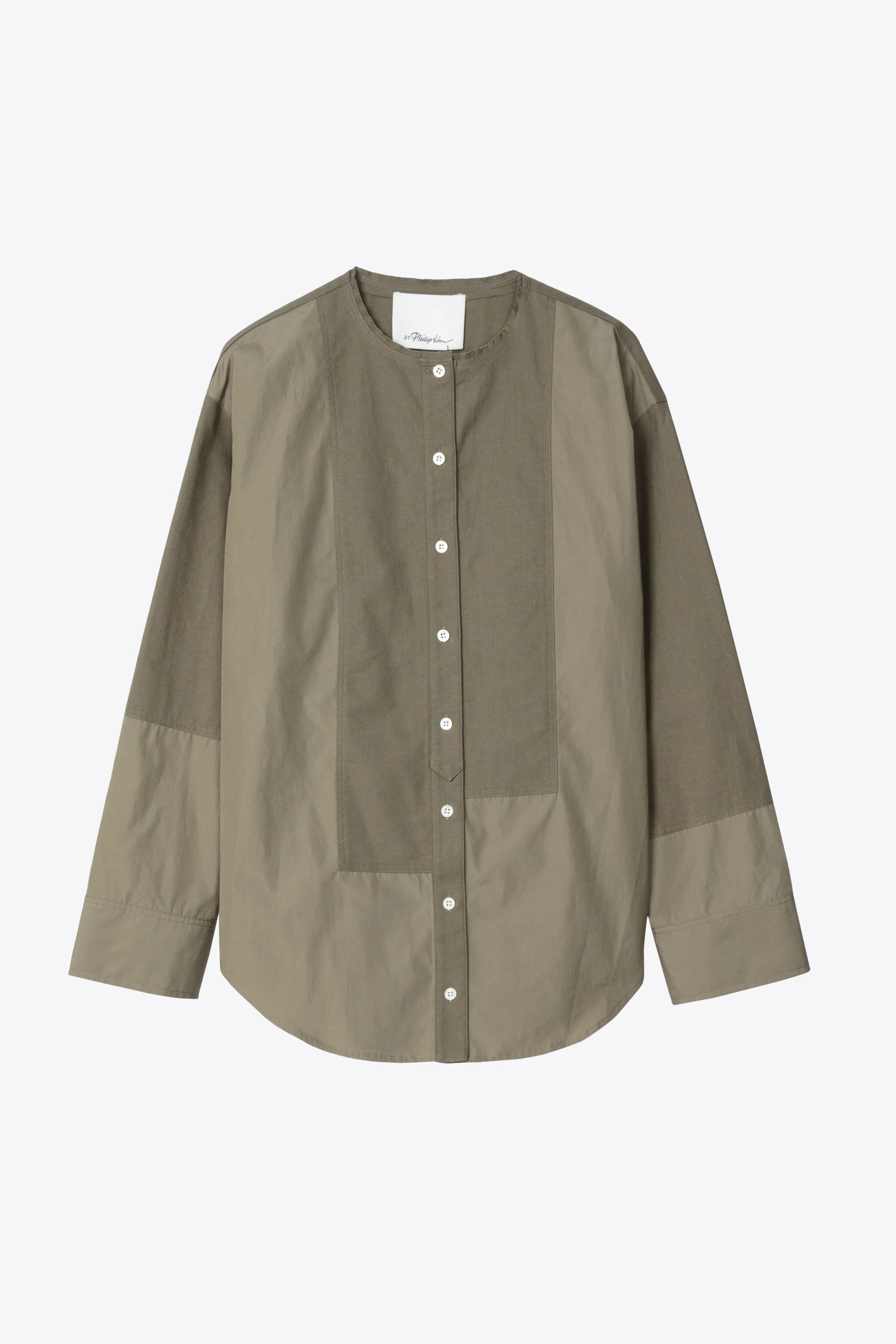 Mixed Oxford Collarless Shirt - Image 7