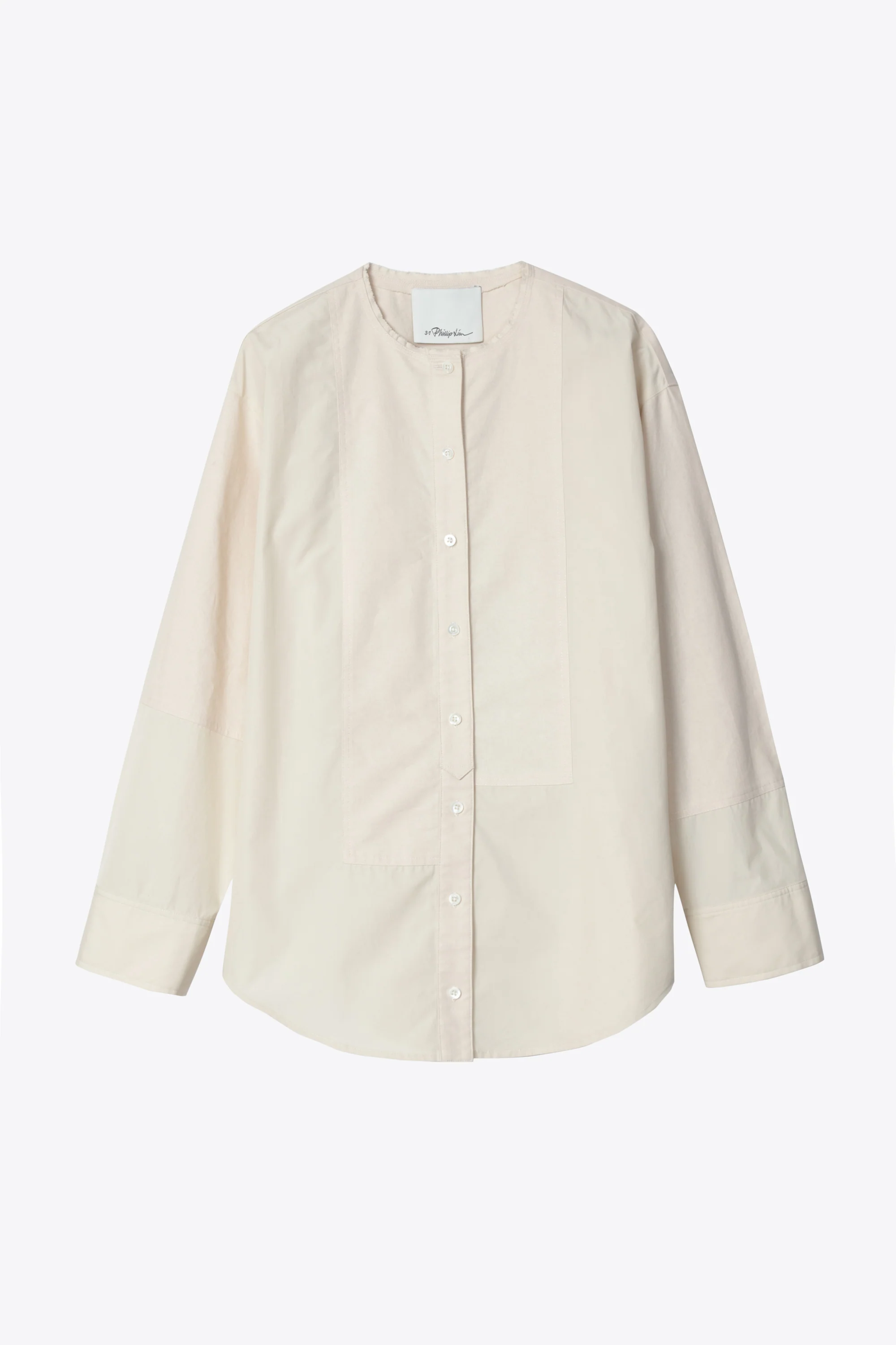 Mixed Oxford Collarless Shirt - Image 9