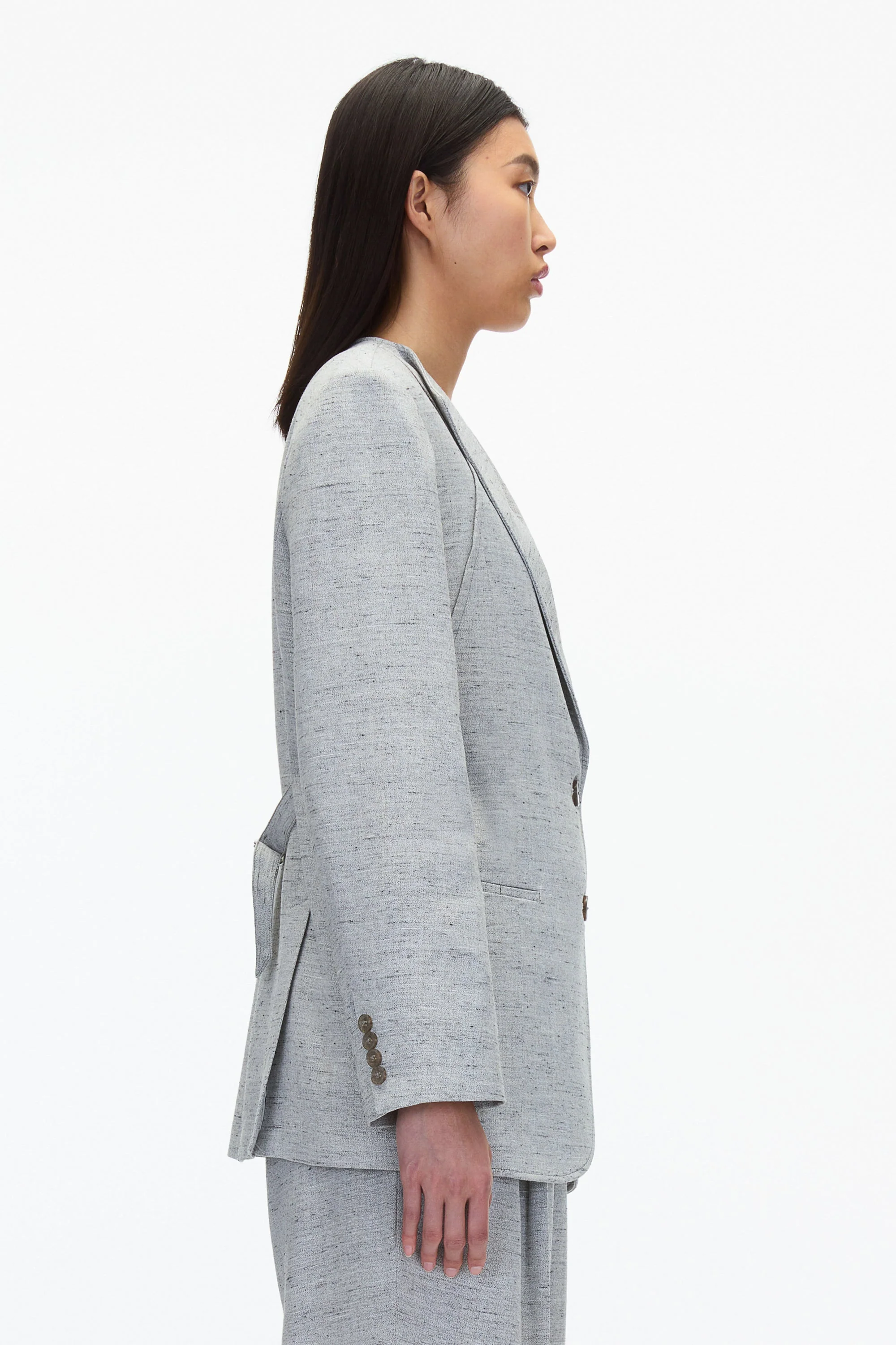 Collarless Relaxed Blazer - Image 3
