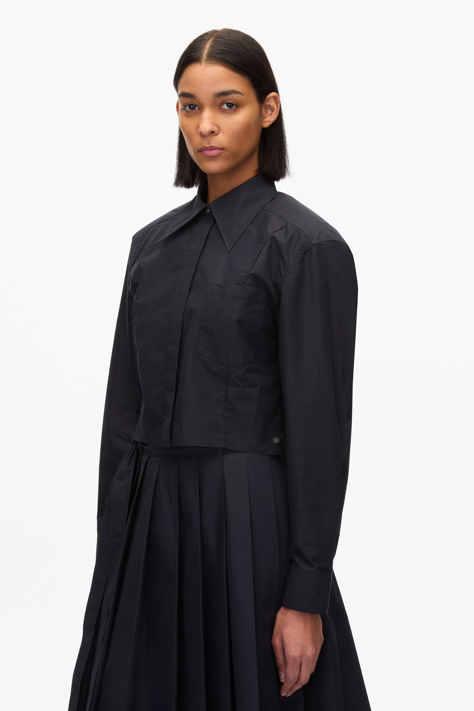 Cropped Shirt With Shoulder Pads - Image 5