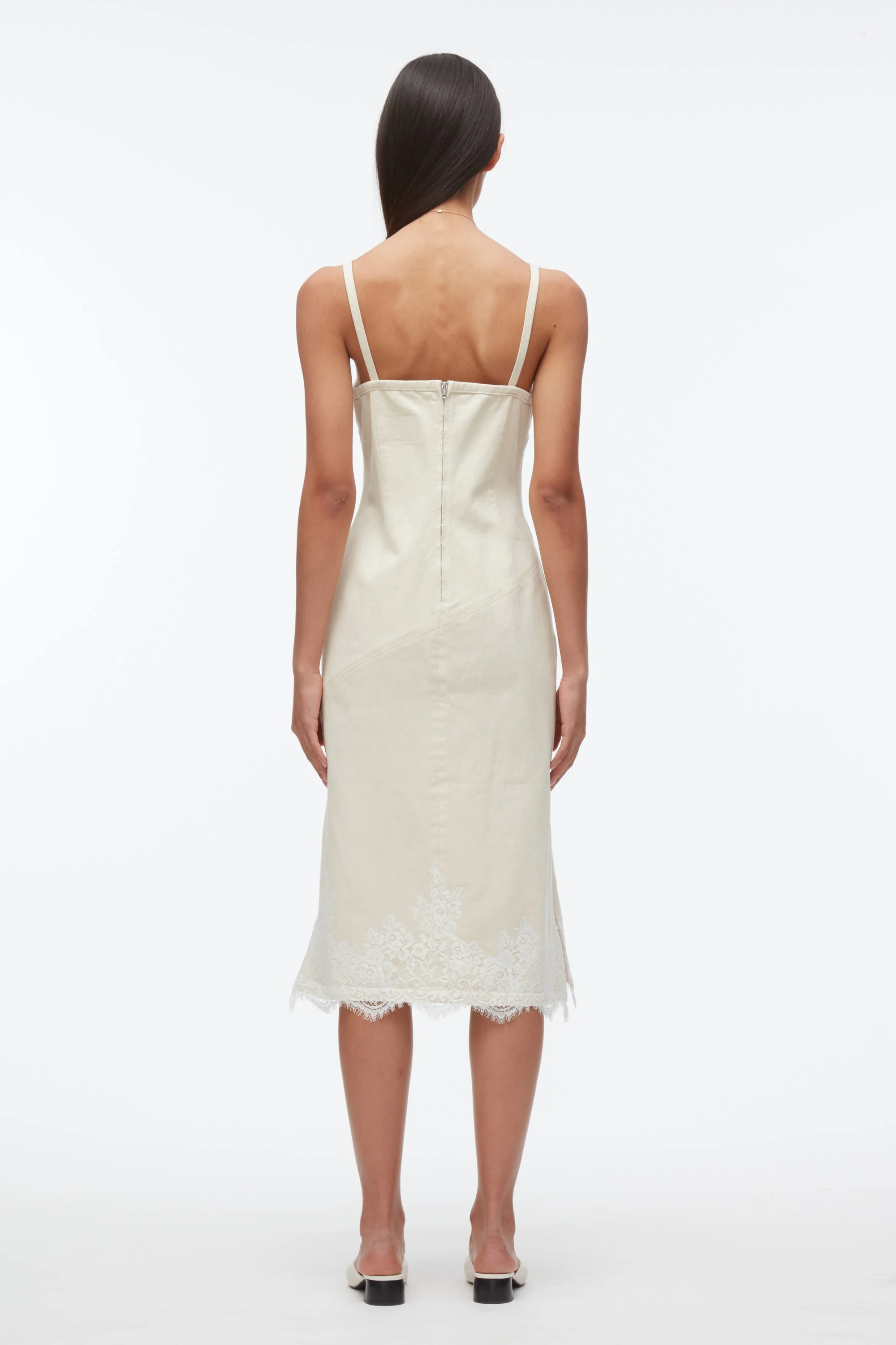 Denim Slip Dress With Lace - Image 2