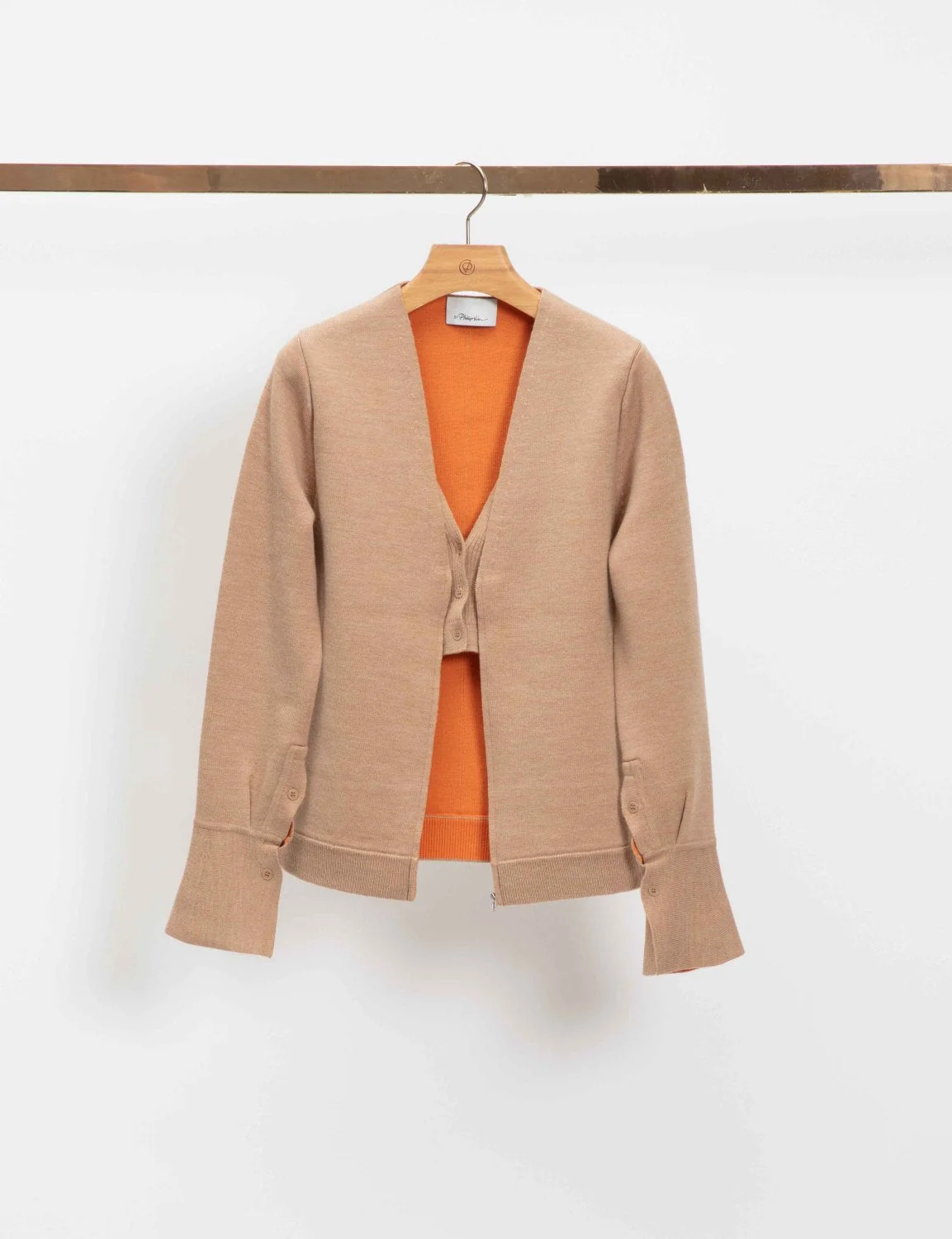 Double Face Wool Zip-Front Cardigan - Image 3