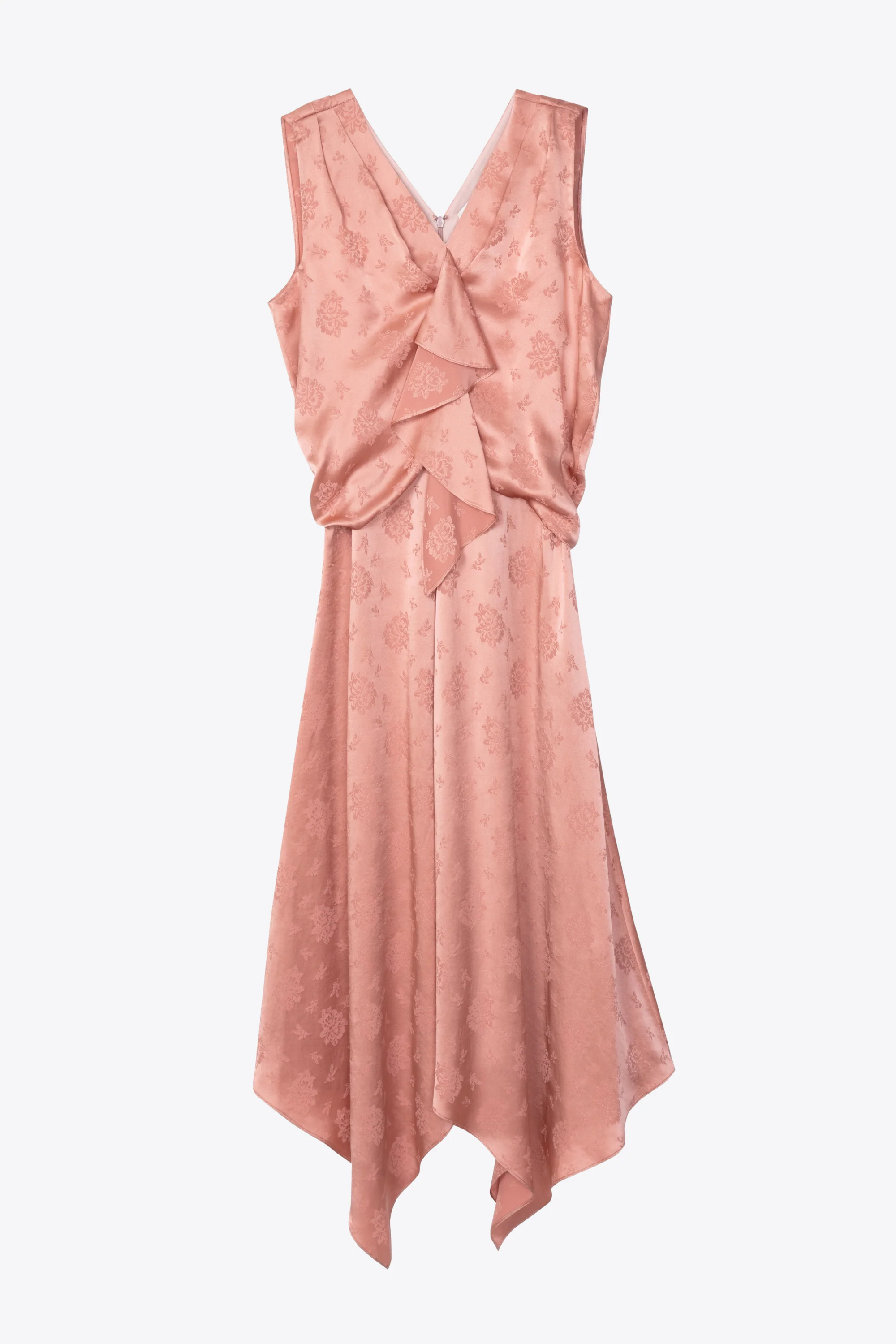 Floral Jacquard Draped Handkerchief Dress - Image 12