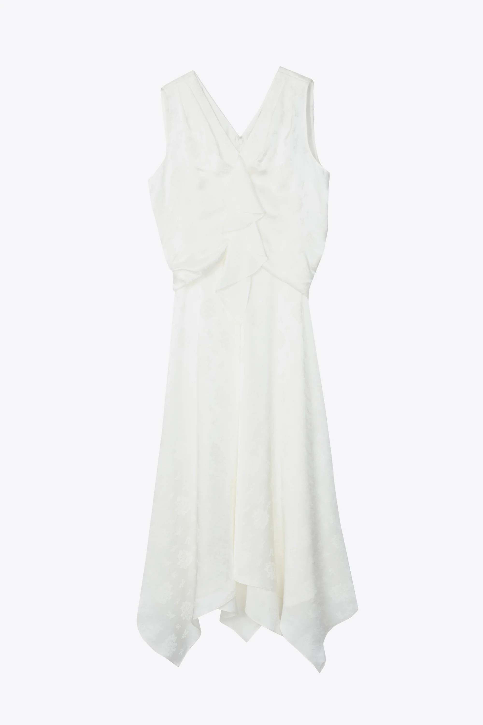 Floral Jacquard Draped Handkerchief Dress - Image 18