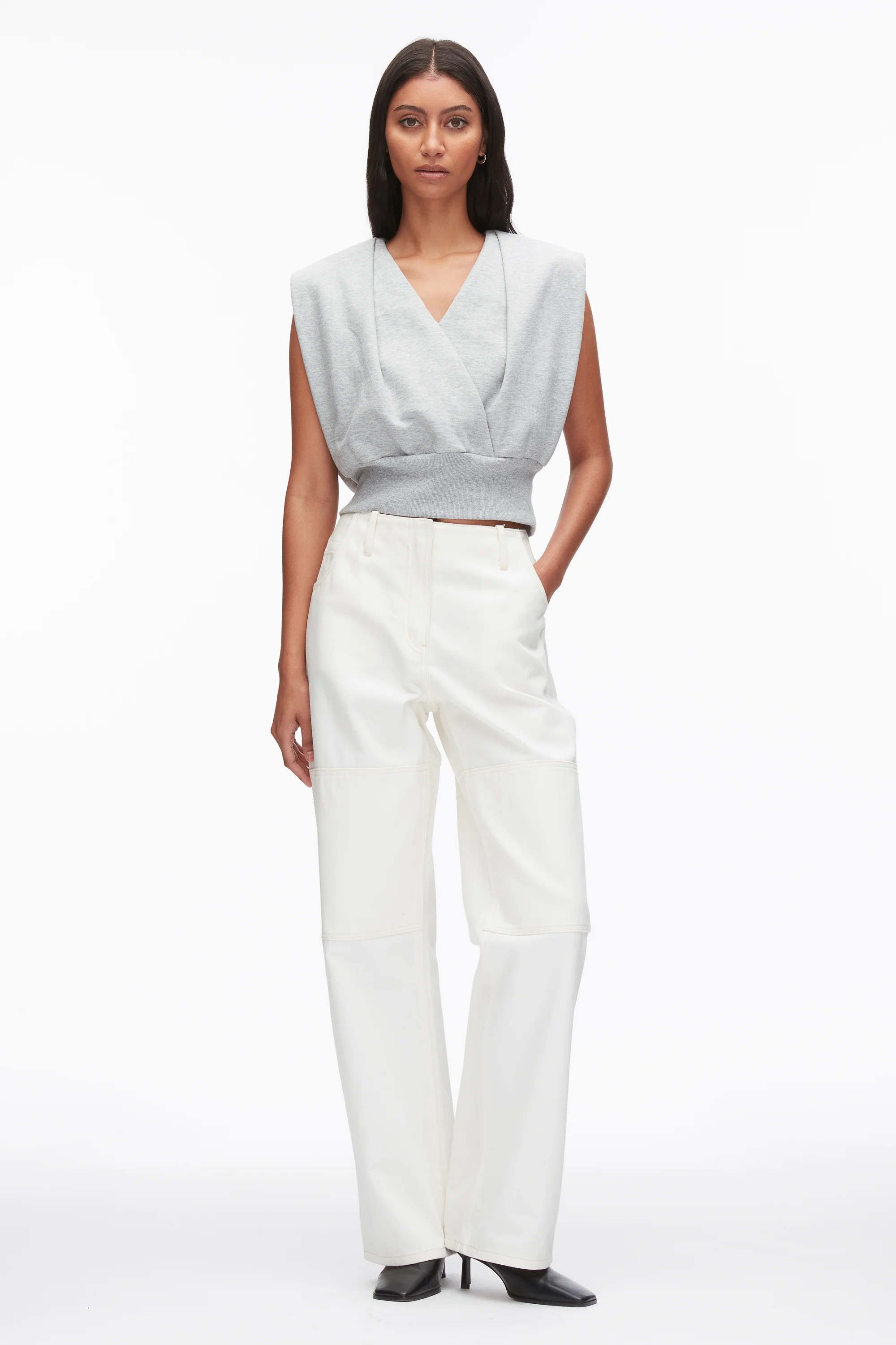 Draped Sleeveless French Terry Top - Image 2