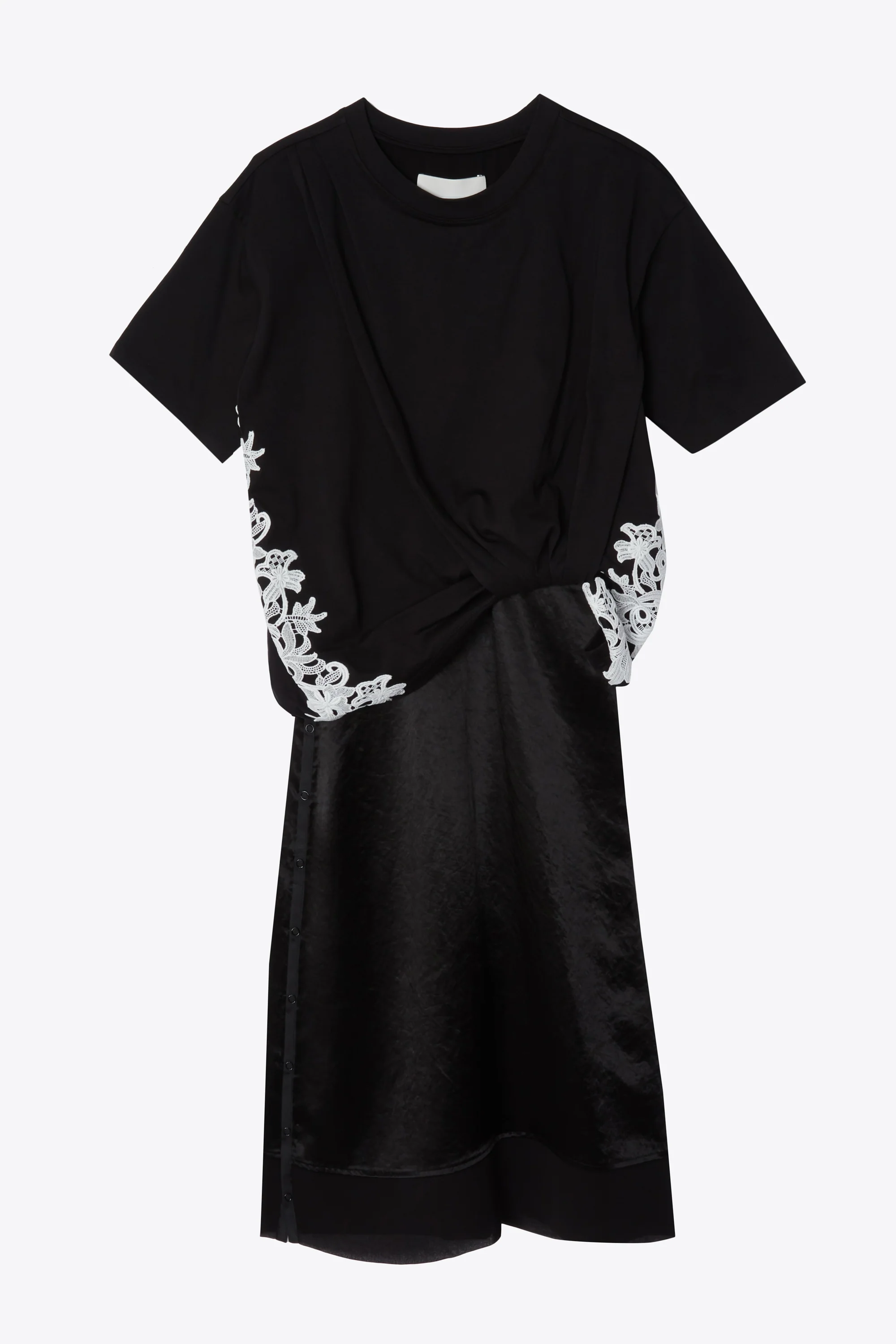 Draped T-Shirt Slip Combo Dress With Snap Placket - Image 2