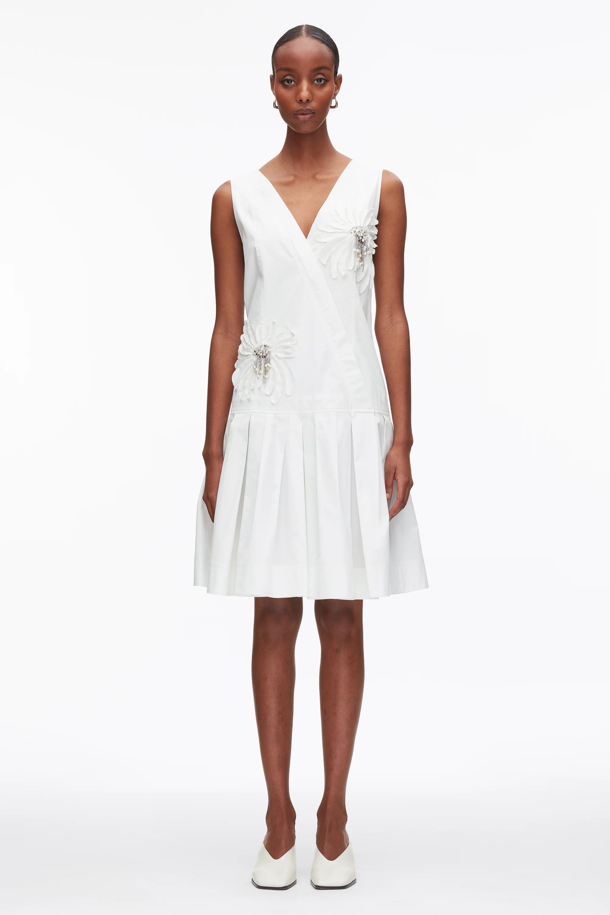 Draped Tank Dress with Floral Appliqué - Image 10