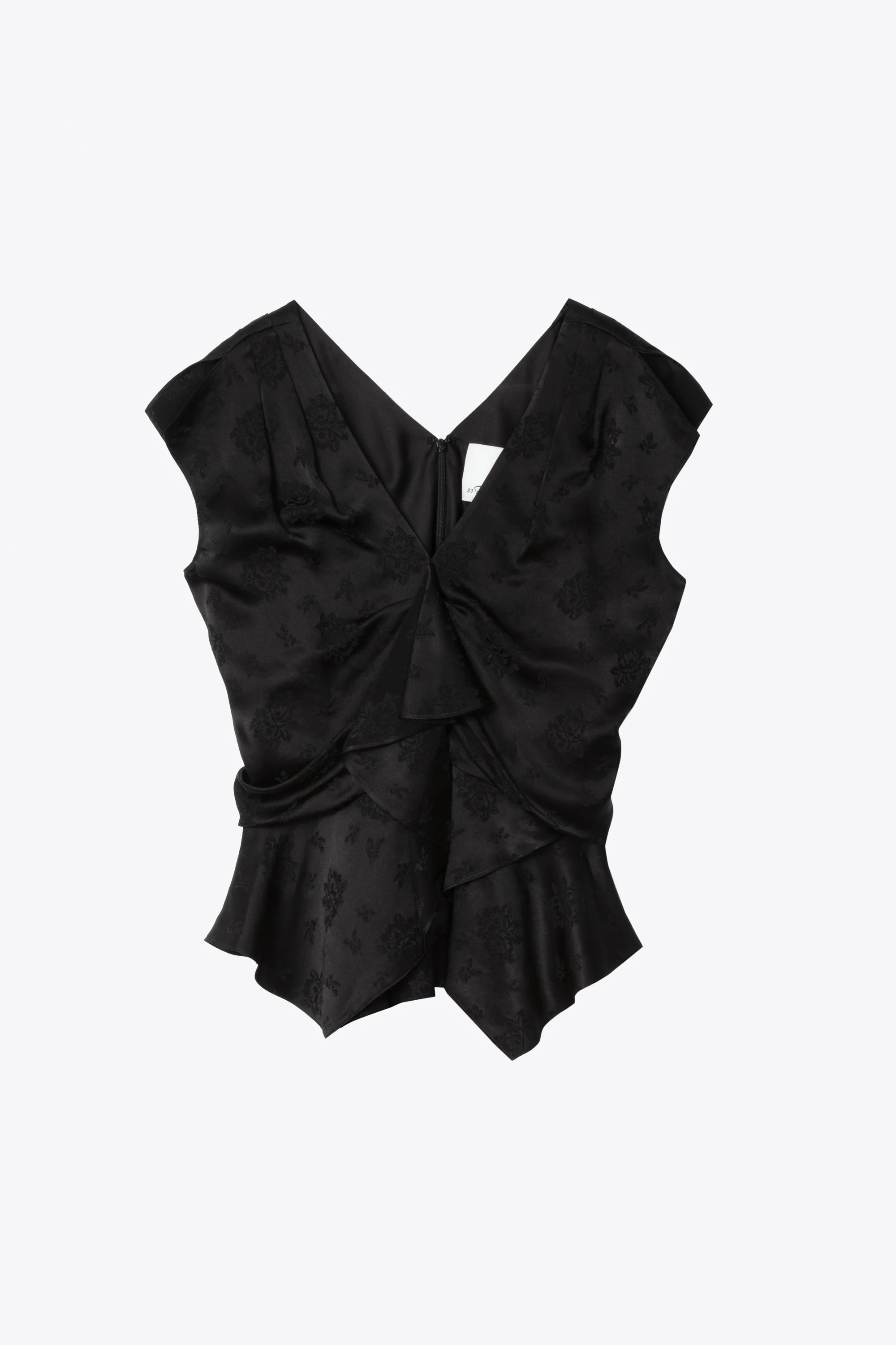 Floral Jacquard Draped Handkerchief Top - Image 16