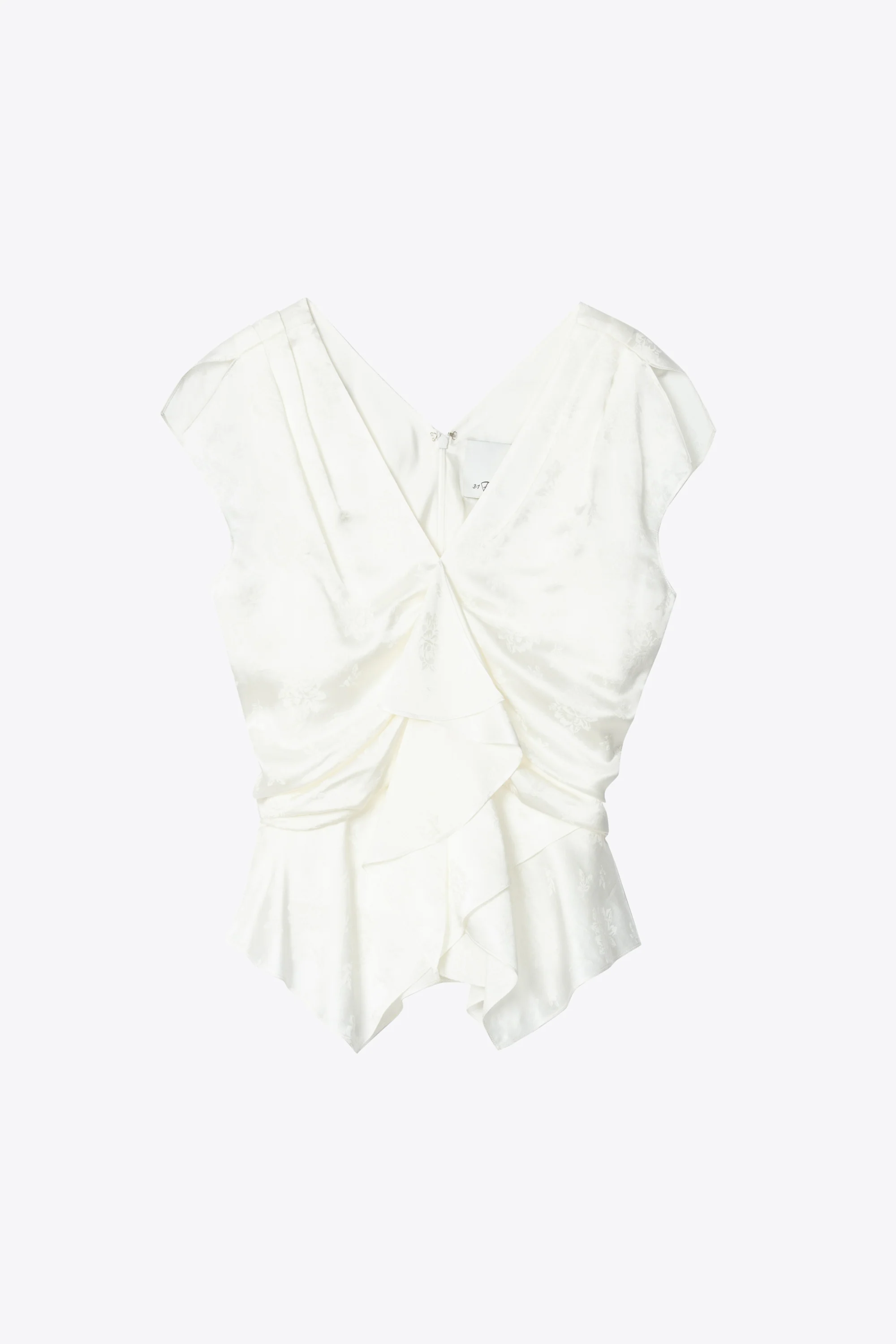 Floral Jacquard Draped Handkerchief Top - Image 8