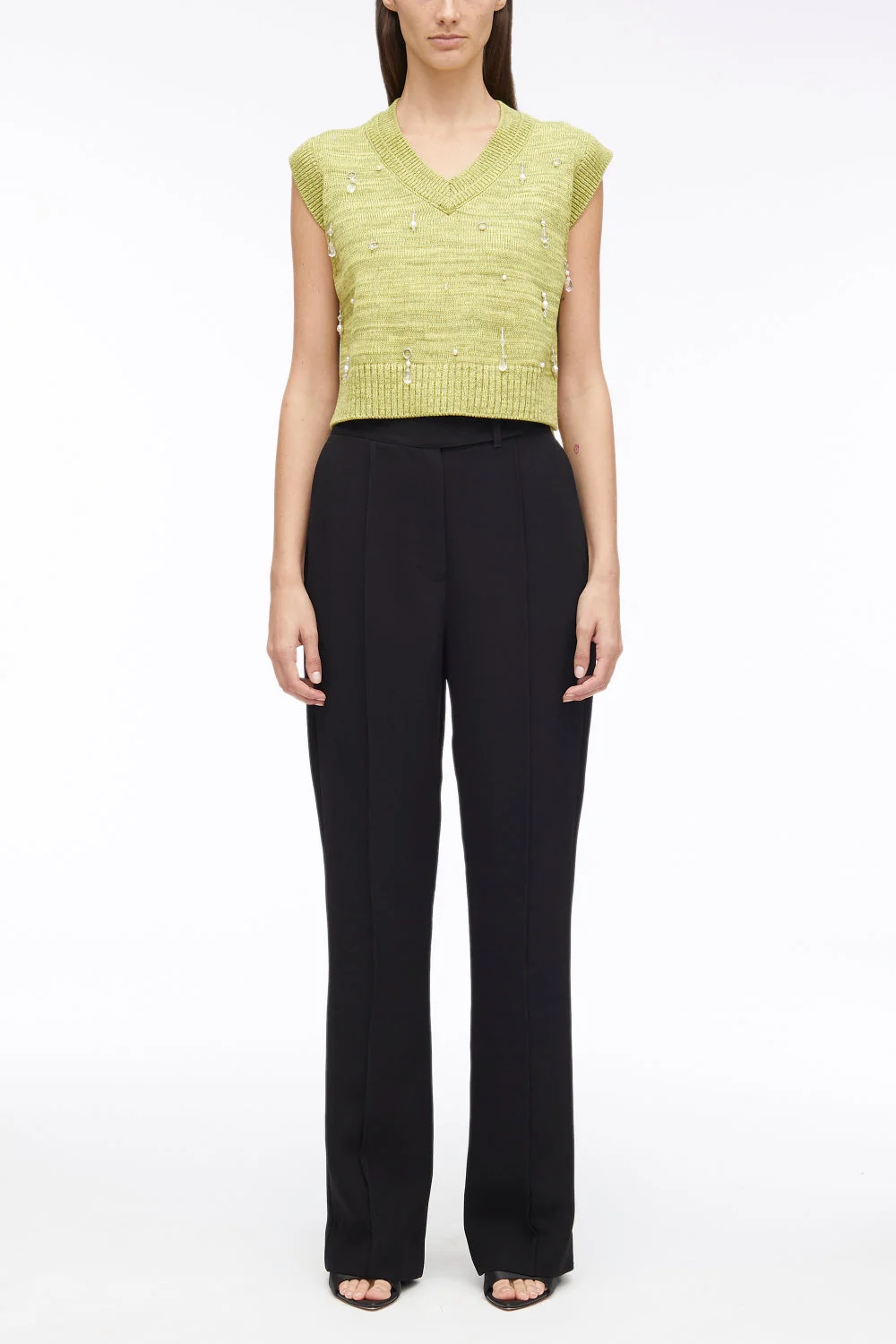 Drip Embellished Chunky Cotton Rib Vest