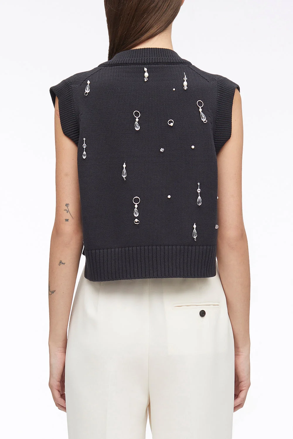 Drip Embellished Chunky Cotton Rib Vest - Image 8