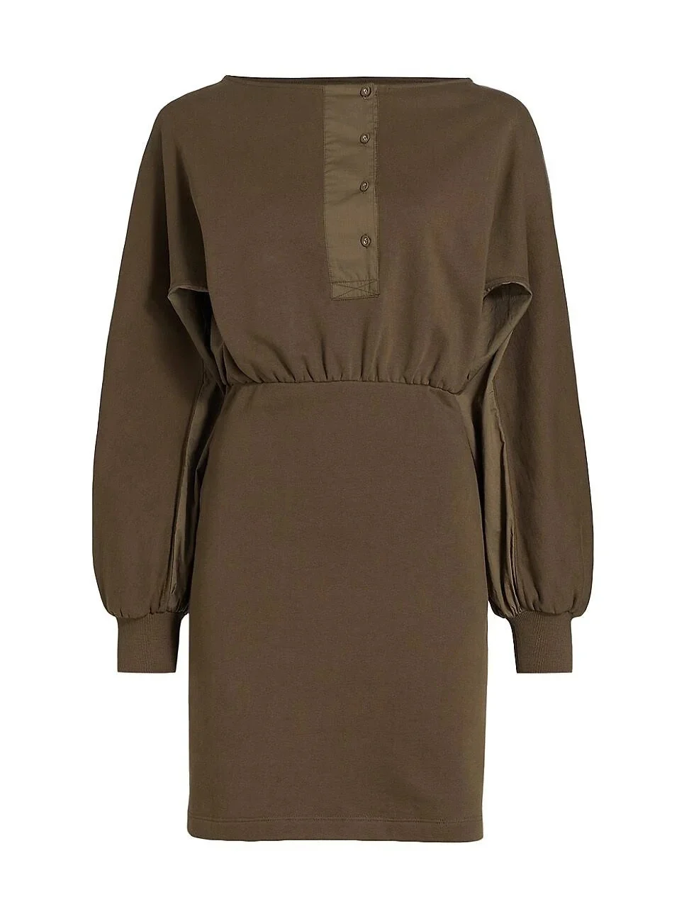 Long Sleeve French Terry Combo Henley Mini Dress - Image 2