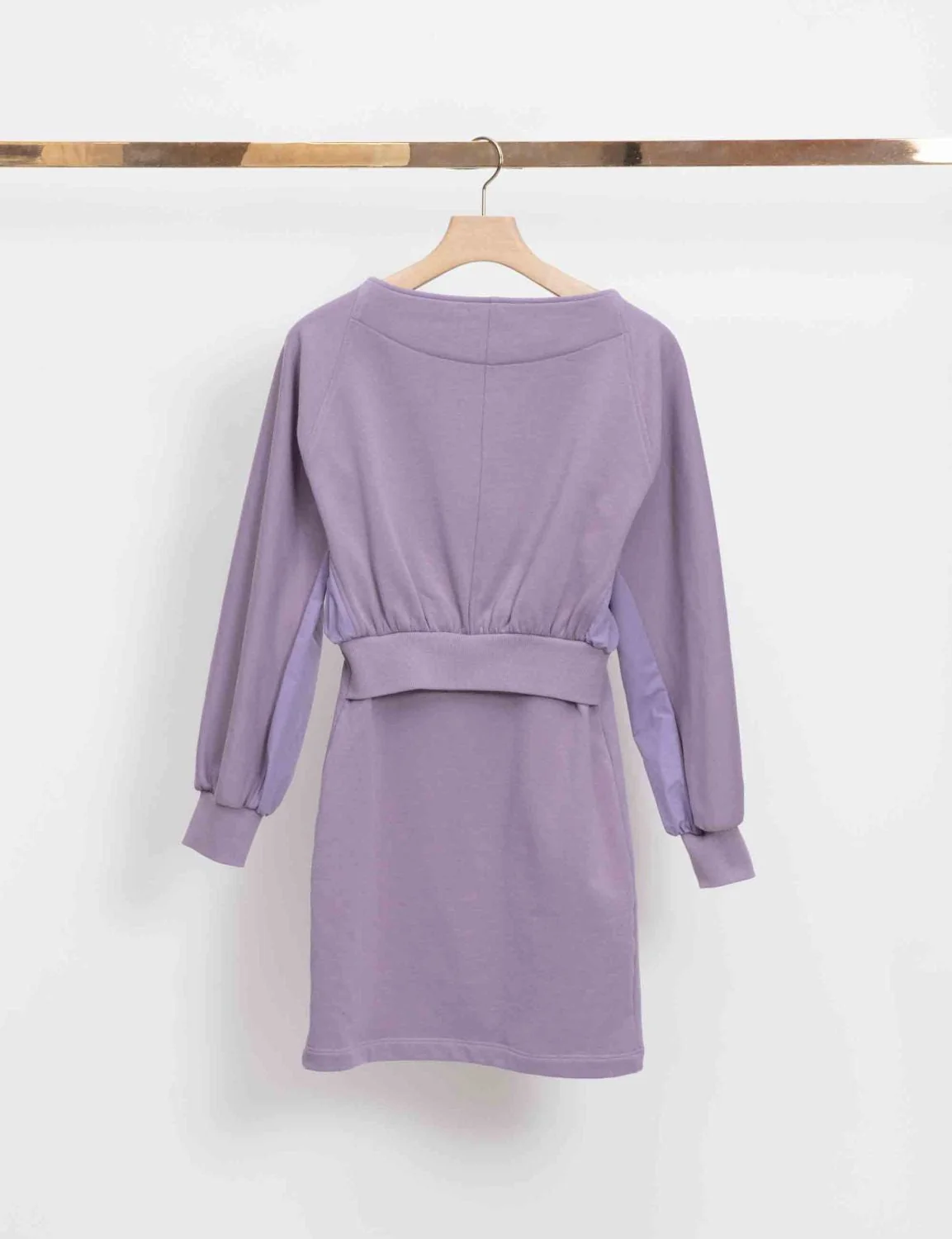 Long Sleeve French Terry Combo Henley Mini Dress - Image 3