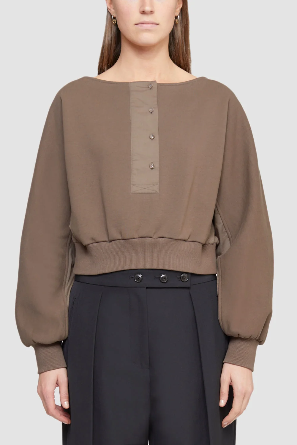 Long Sleeve French Terry Combo Henley Pullover - Image 3