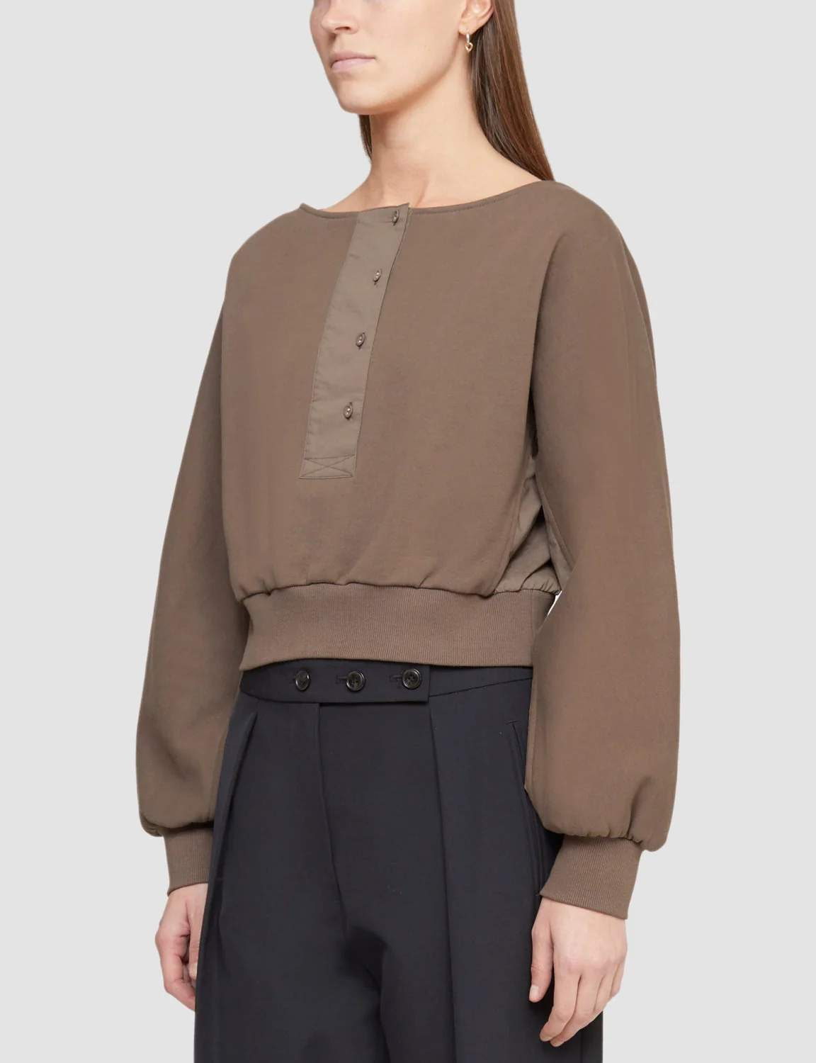 Long Sleeve French Terry Combo Henley Pullover - Image 4