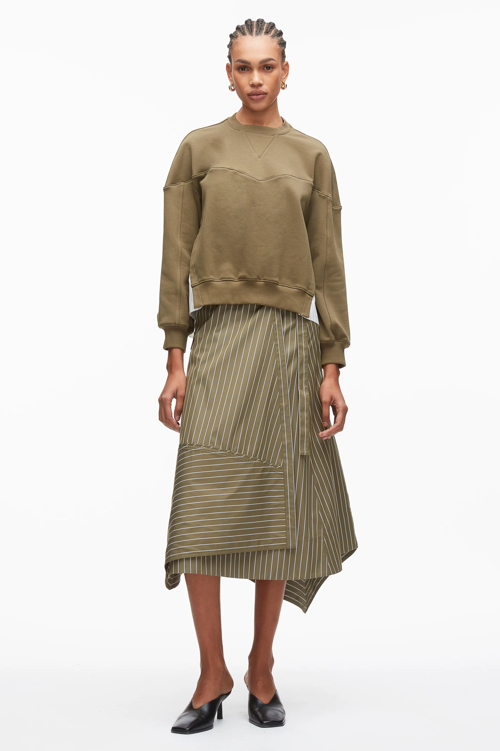 French Terry Sweatshirt with Poplin Combo
