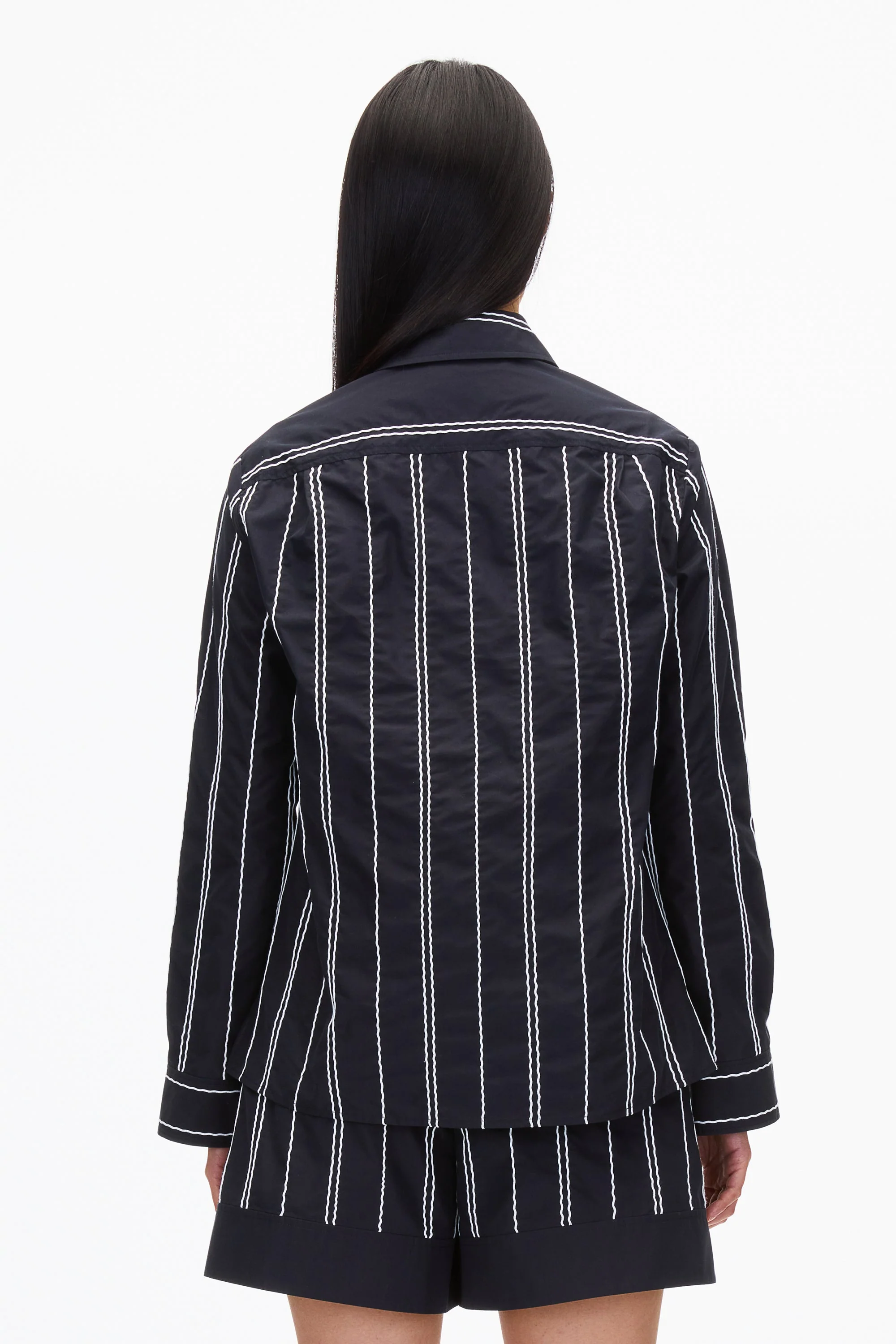 Midnight Relax Fit Poplin Shirt with Wave Embroidery - Image 4