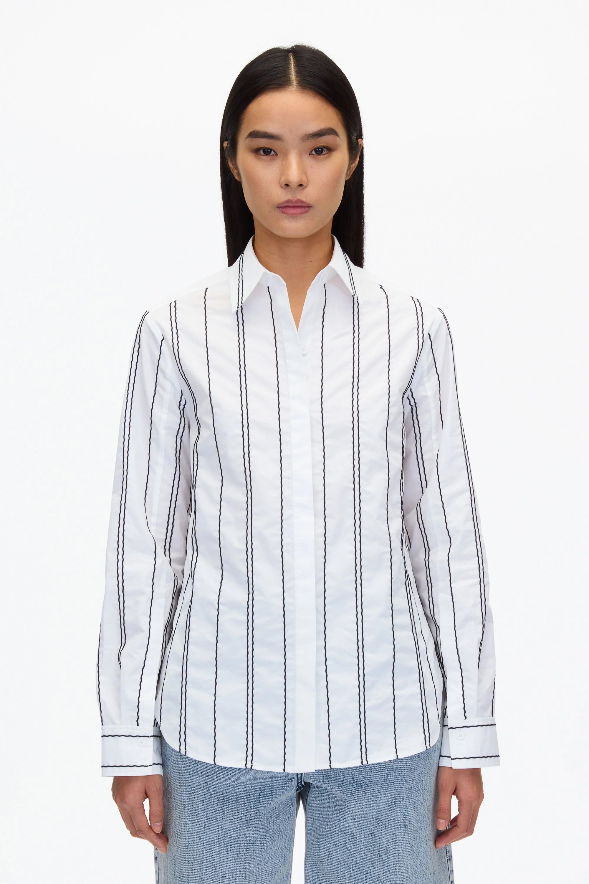 Midnight Relax Fit Poplin Shirt with Wave Embroidery - Image 6