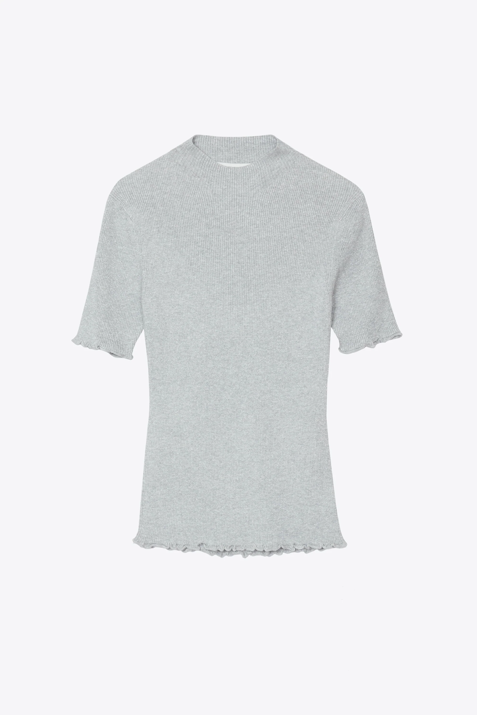 Marled Lurex Rib Short Sleeve Pullover - Image 3