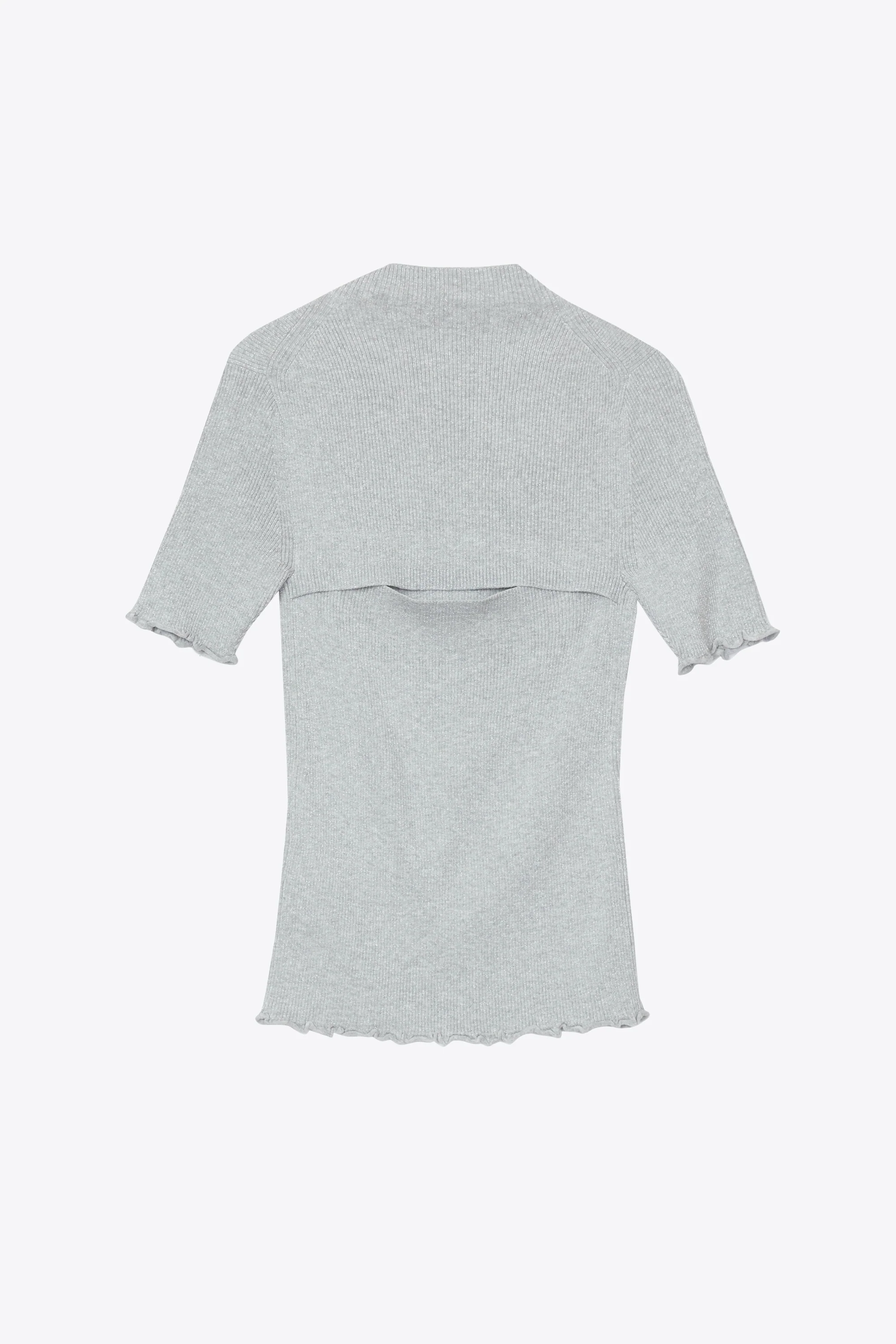 Marled Lurex Rib Short Sleeve Pullover - Image 4