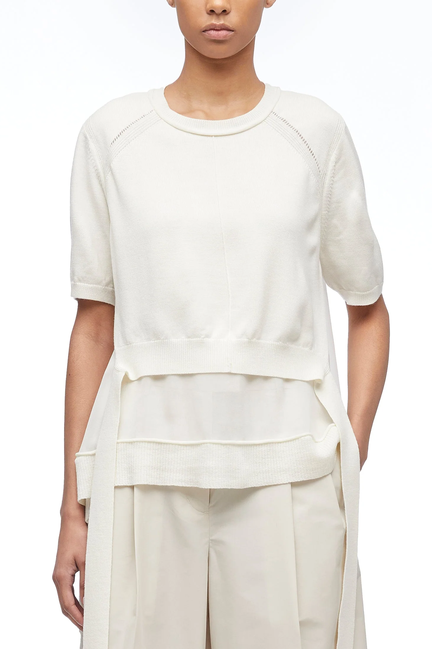 Merino Knit Chiffon T-Shirt With Ties - Image 8