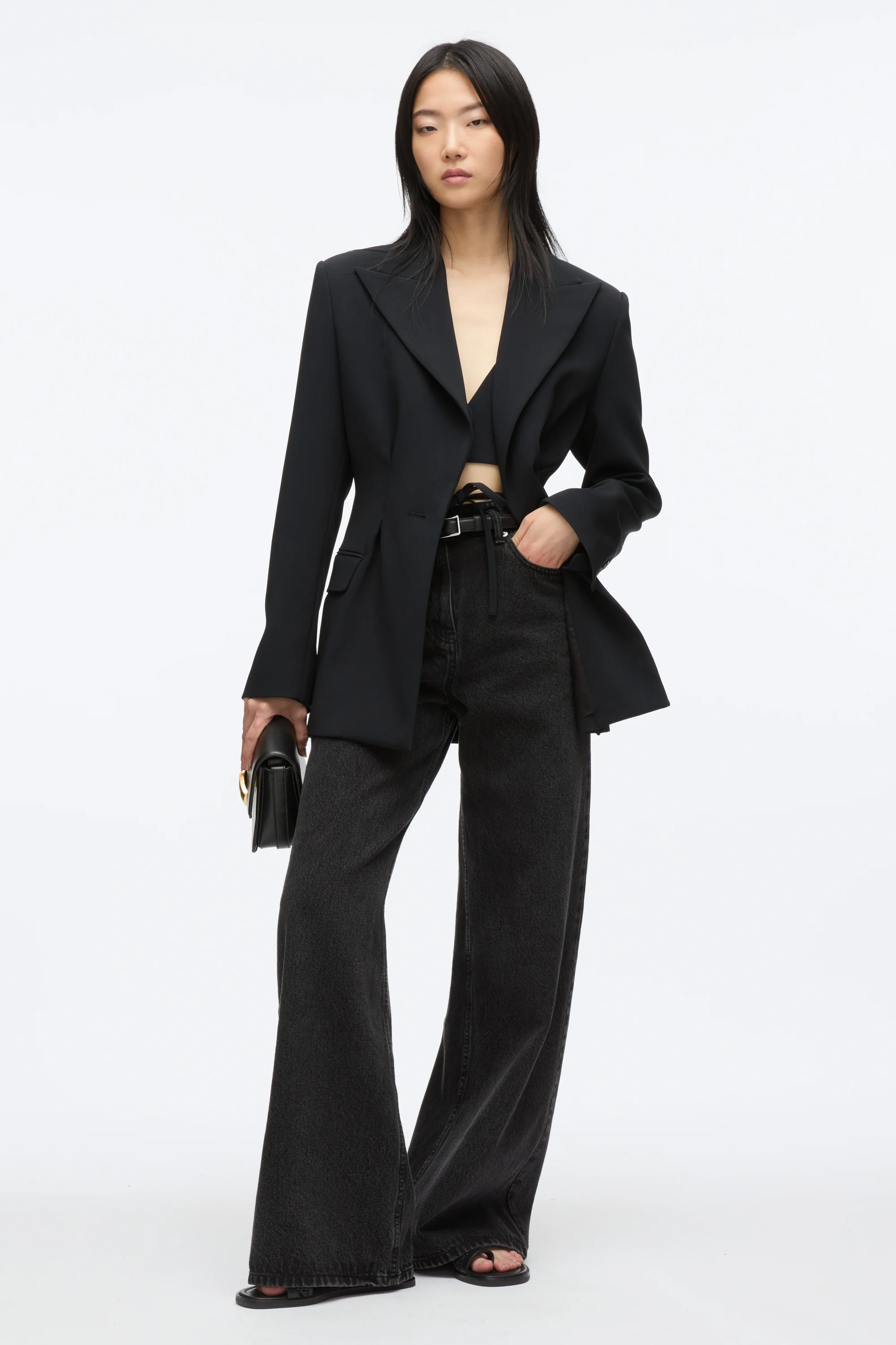 Modern Tailoring Cinched Blazer wtih Set in Bra