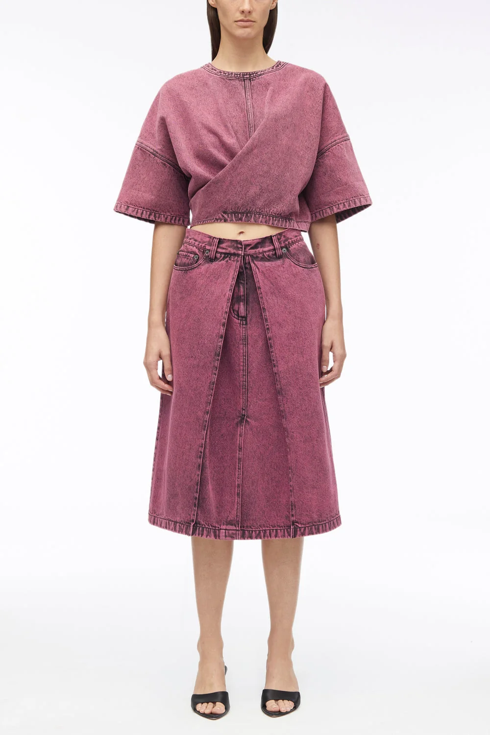Overdyed Denim Pleated Skirt - Image 6
