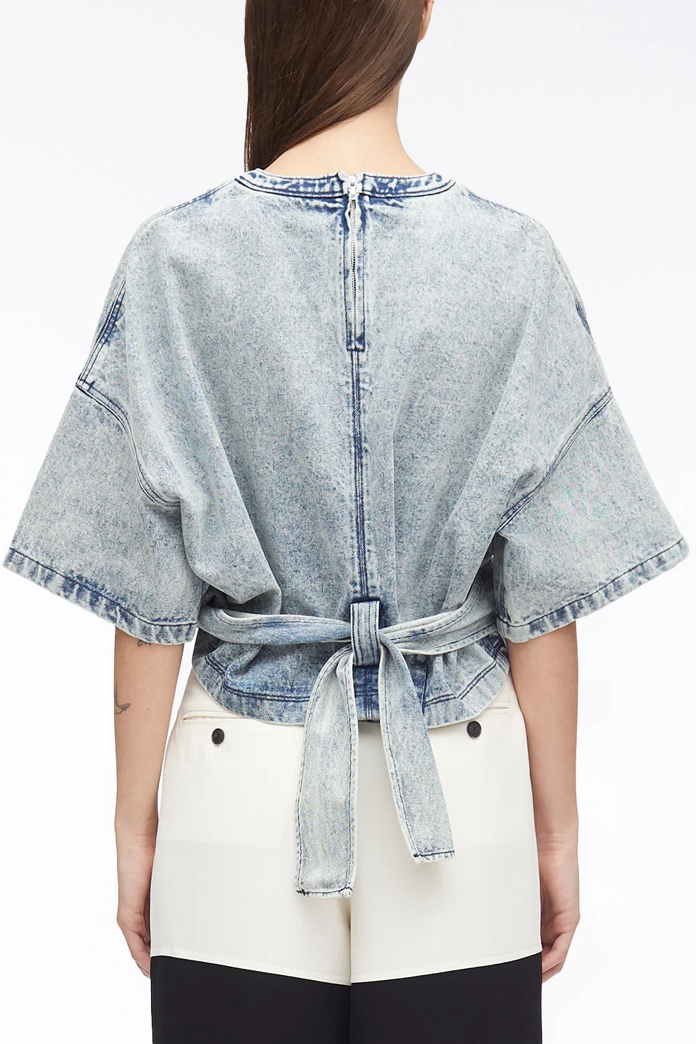 Denim Twisted Tie-Back Top - Image 4