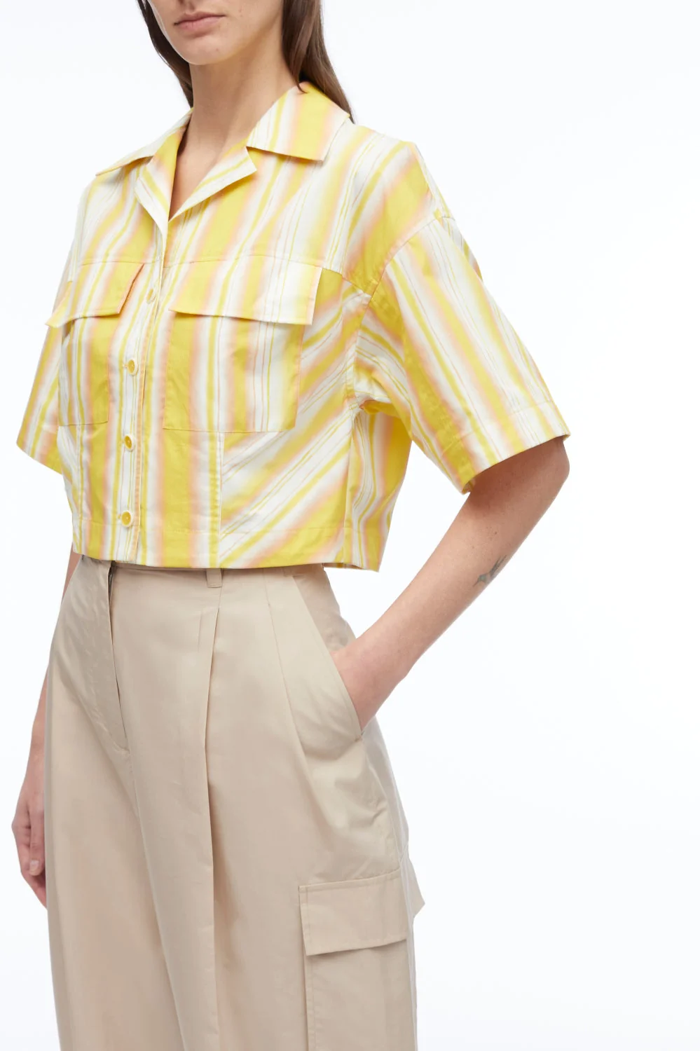 Painted Stripe Cropped Shirt - Image 3