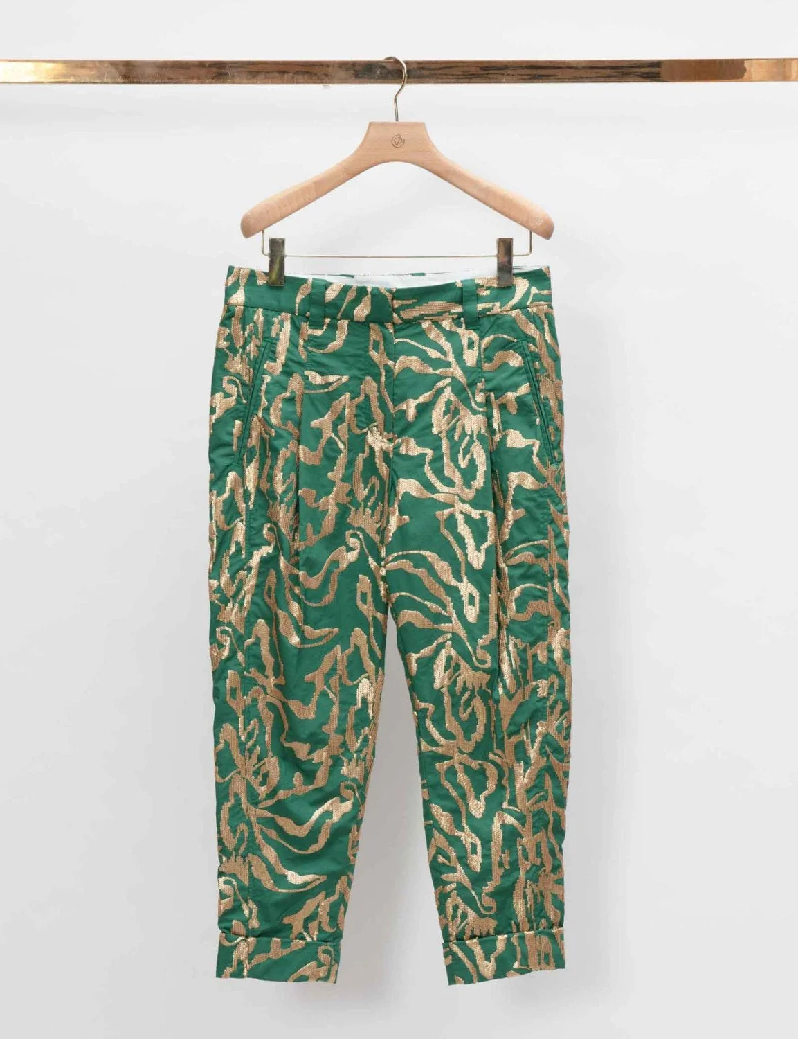 Pleat Front Tapered Cuffed Pants