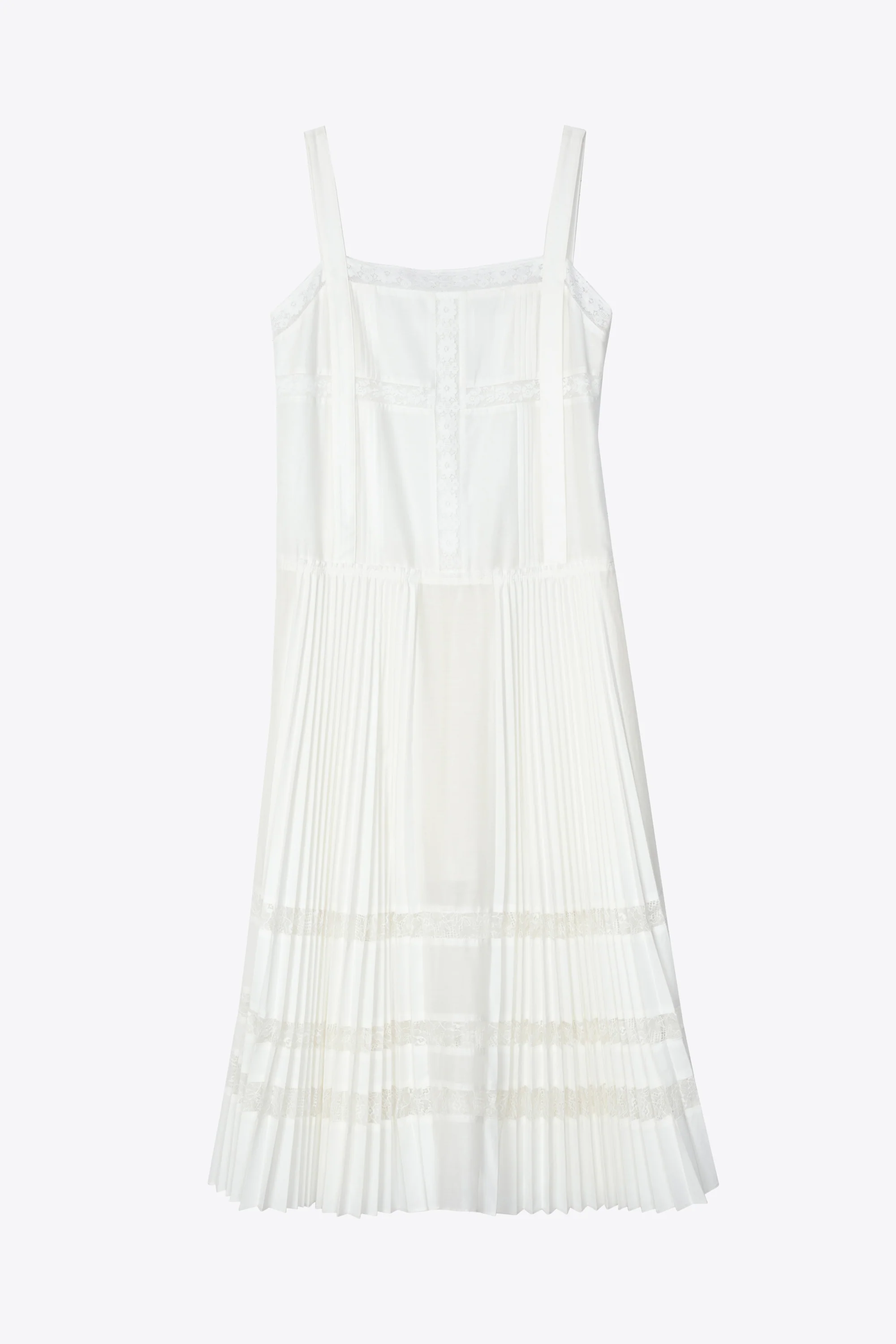 Pleated Tank Dress With Lace Insert - Image 14
