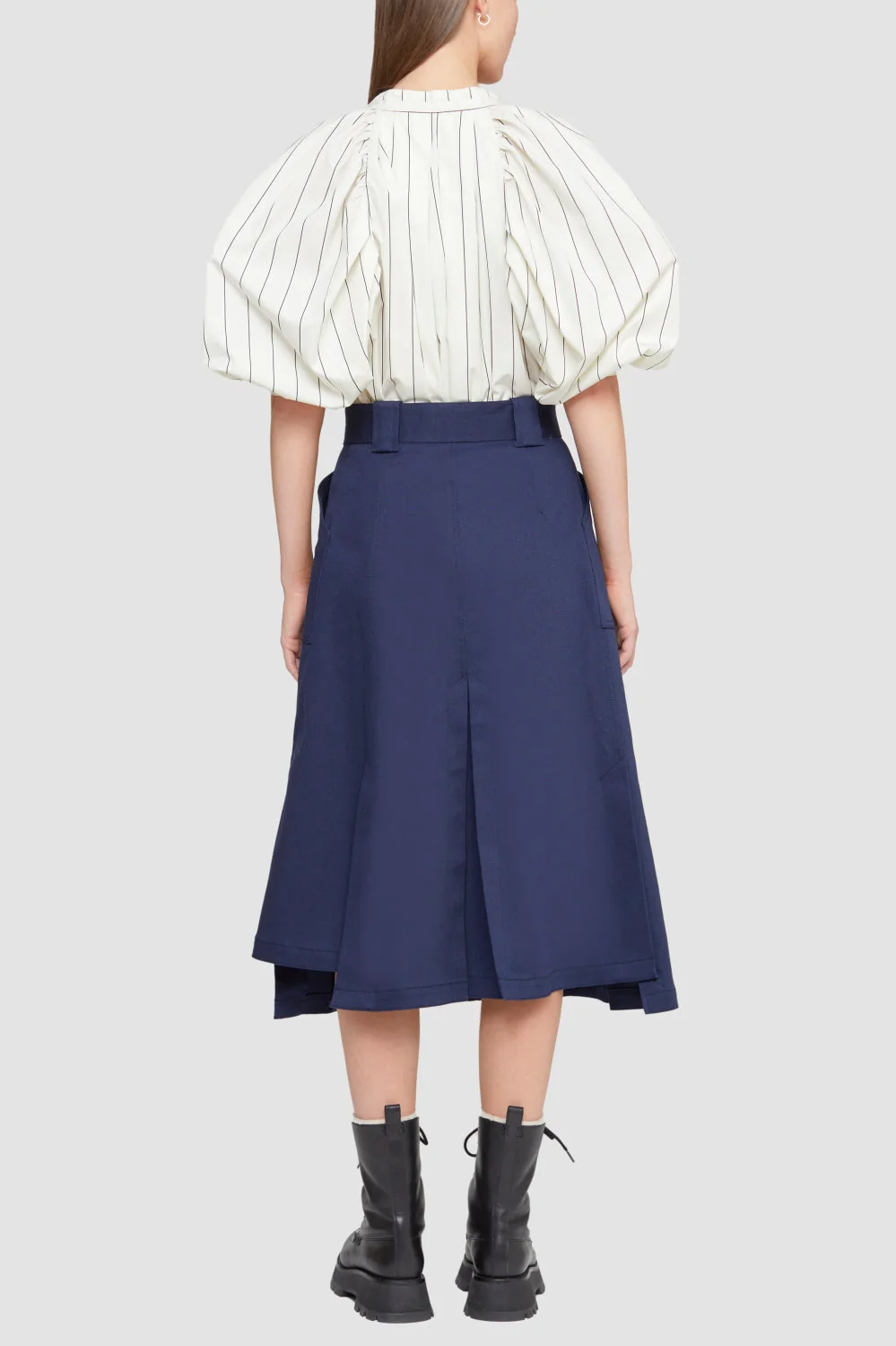 Puff Sleeve Tie Frnt Striped Poplin Top - Image 4