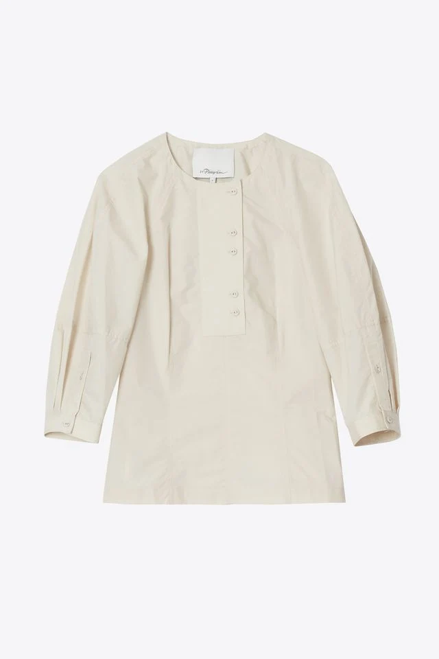 Puff Short Sleeve Cotton Poplin Top - Image 2