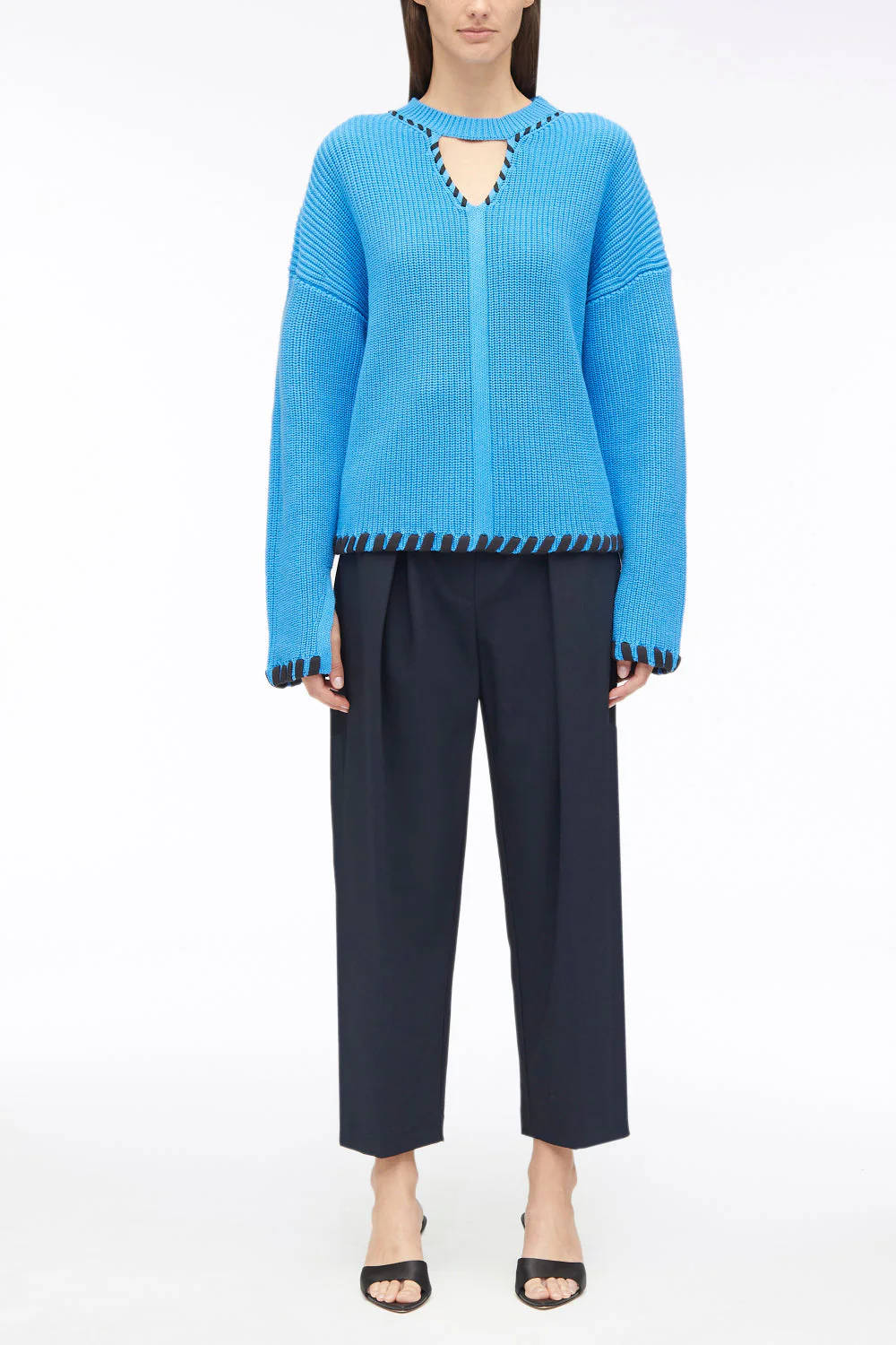 Ribbed V-Neck Jumper
