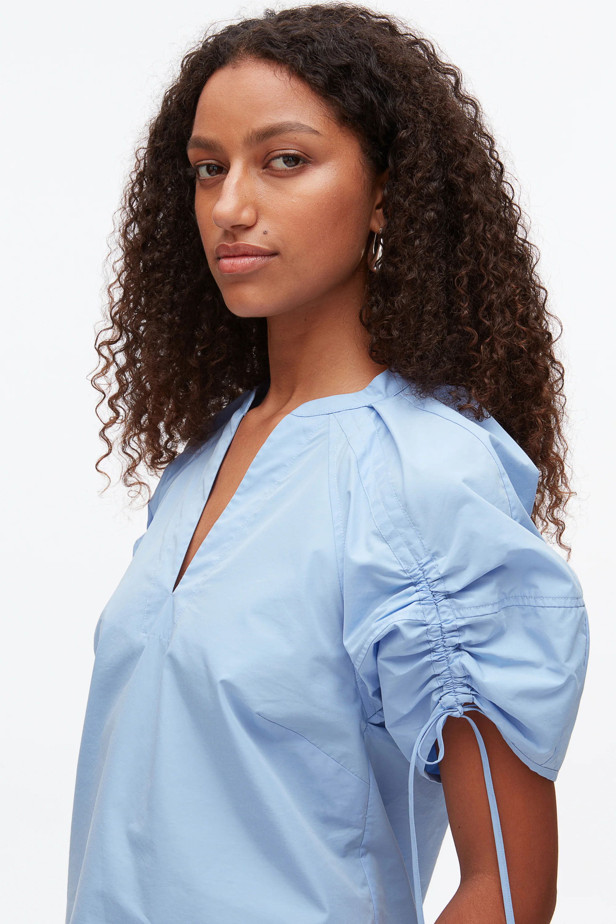 Ruched Sleeve V-Neck Top - Image 13