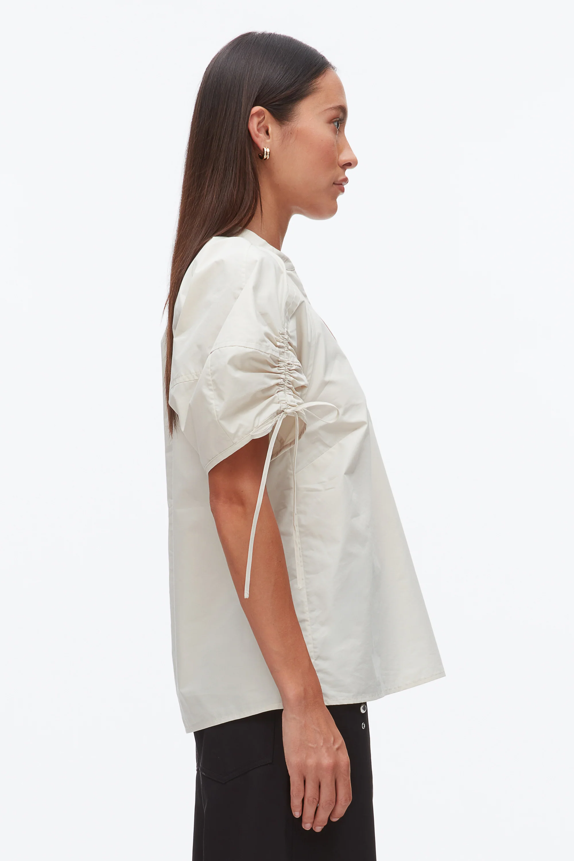 Ruched Sleeve V-Neck Top - Image 4