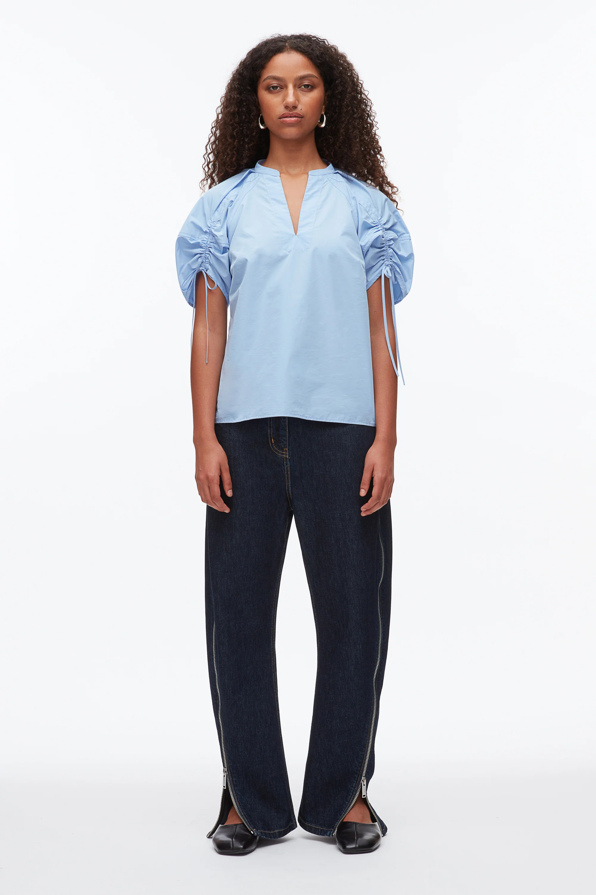 Ruched Sleeve V-Neck Top - Image 9
