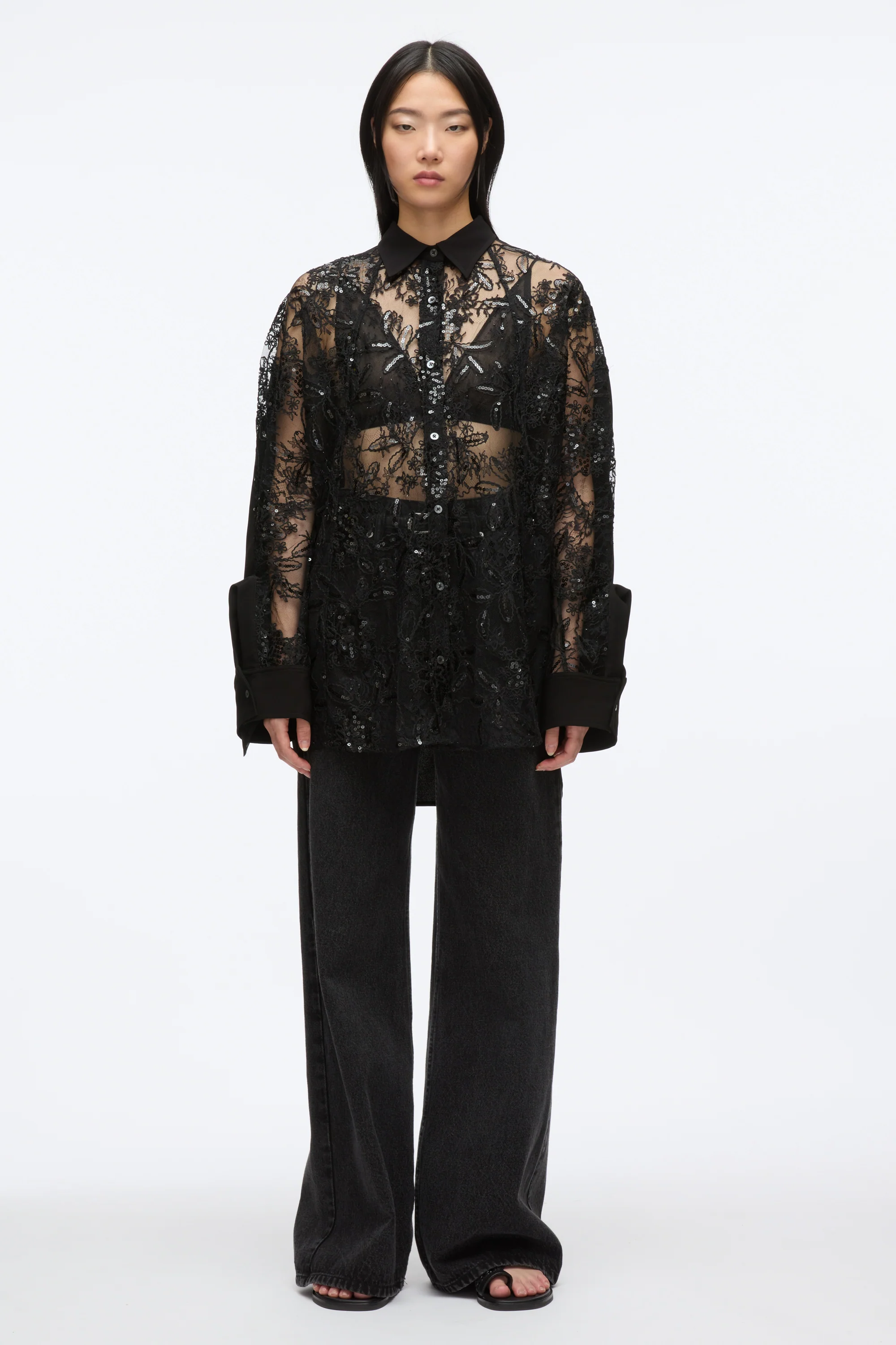 Sequin Lace Oversized Shirt - Image 2