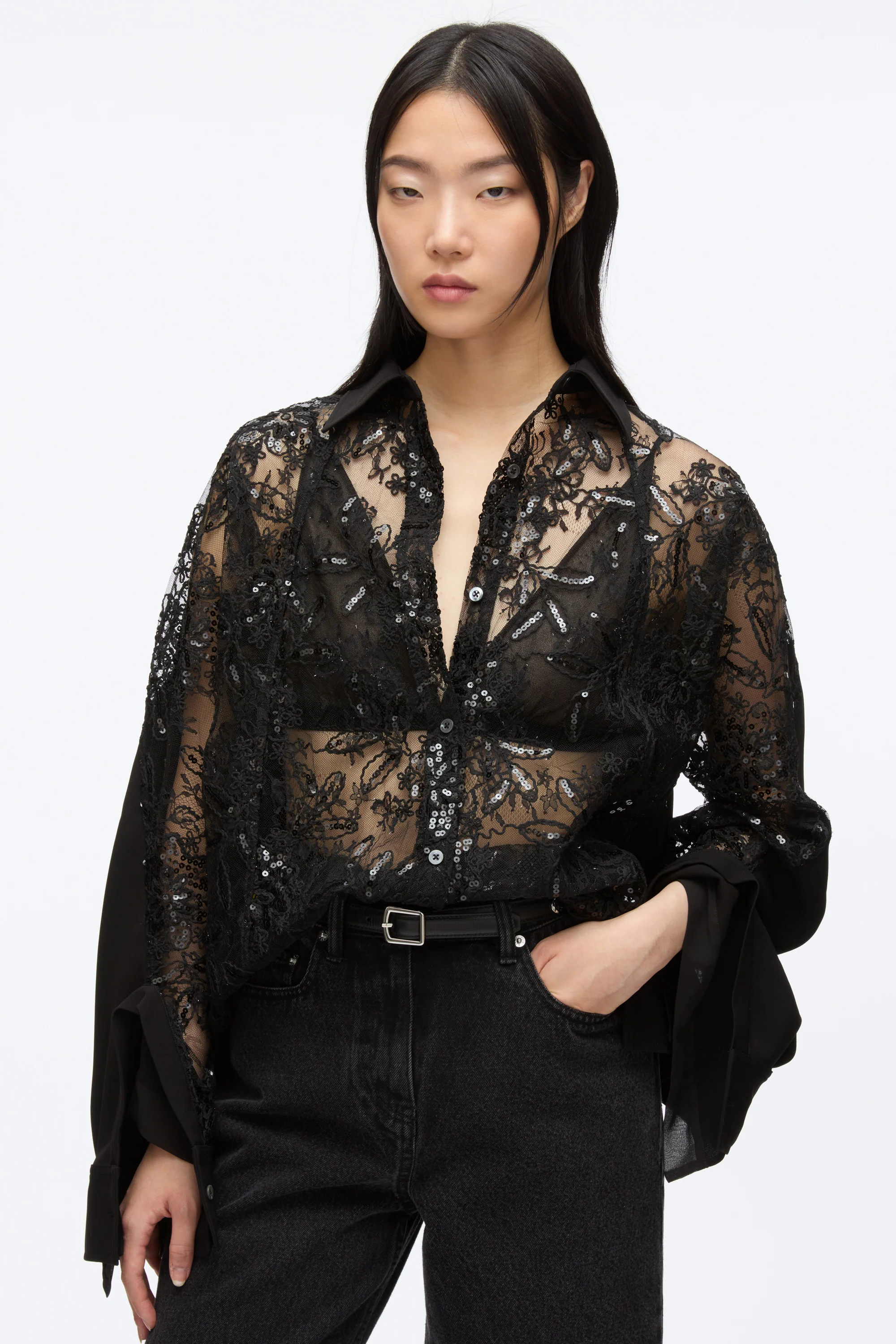Sequin Lace Oversized Shirt - Image 6