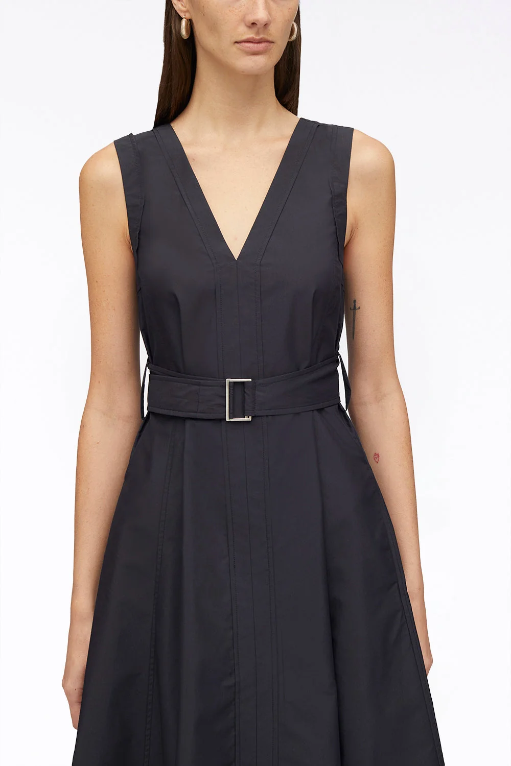 V-Neck Belted Sleeveless Midi Dress - Image 11