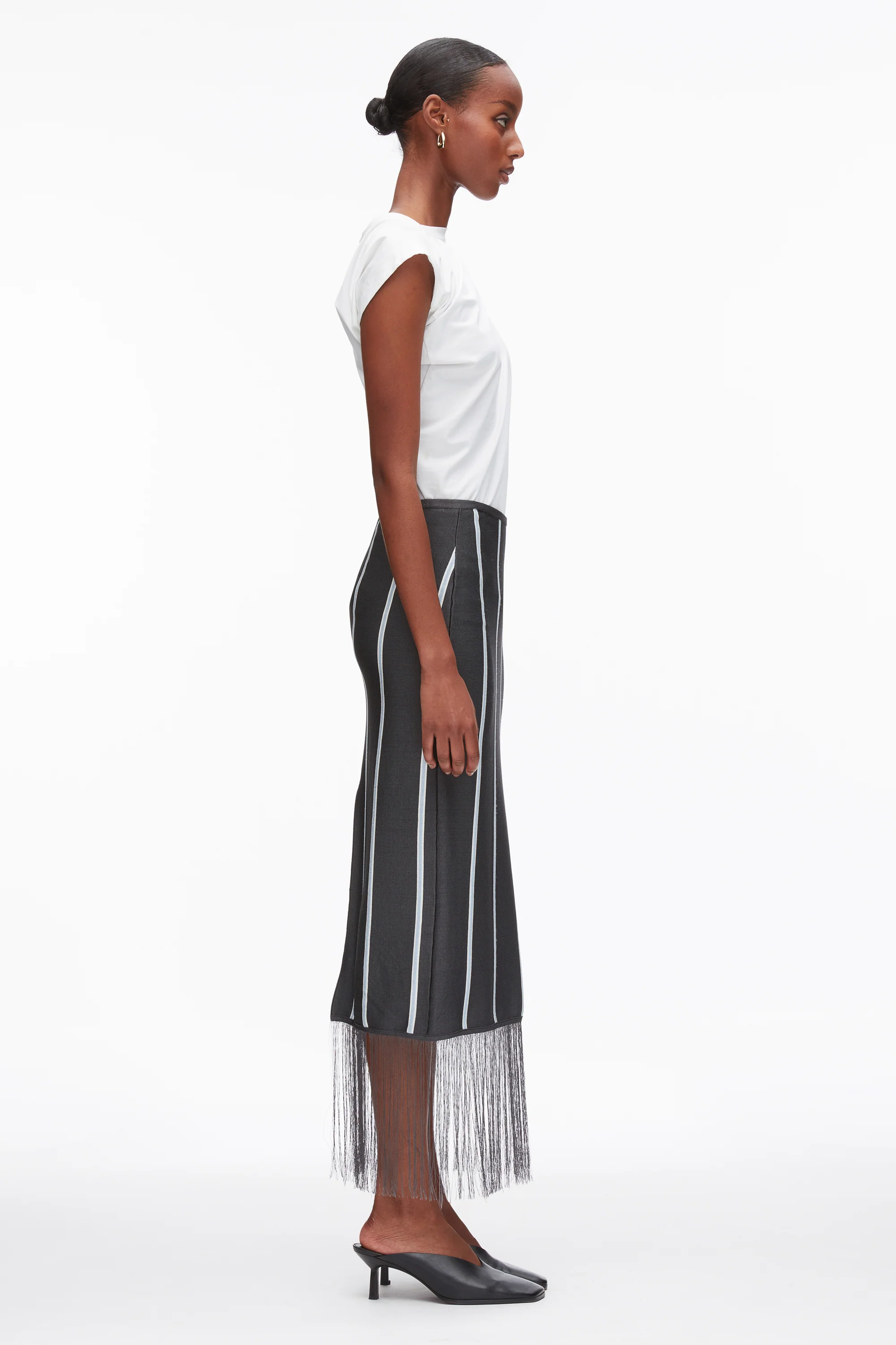 Stripe Midi Skirt with Fringe - Image 3