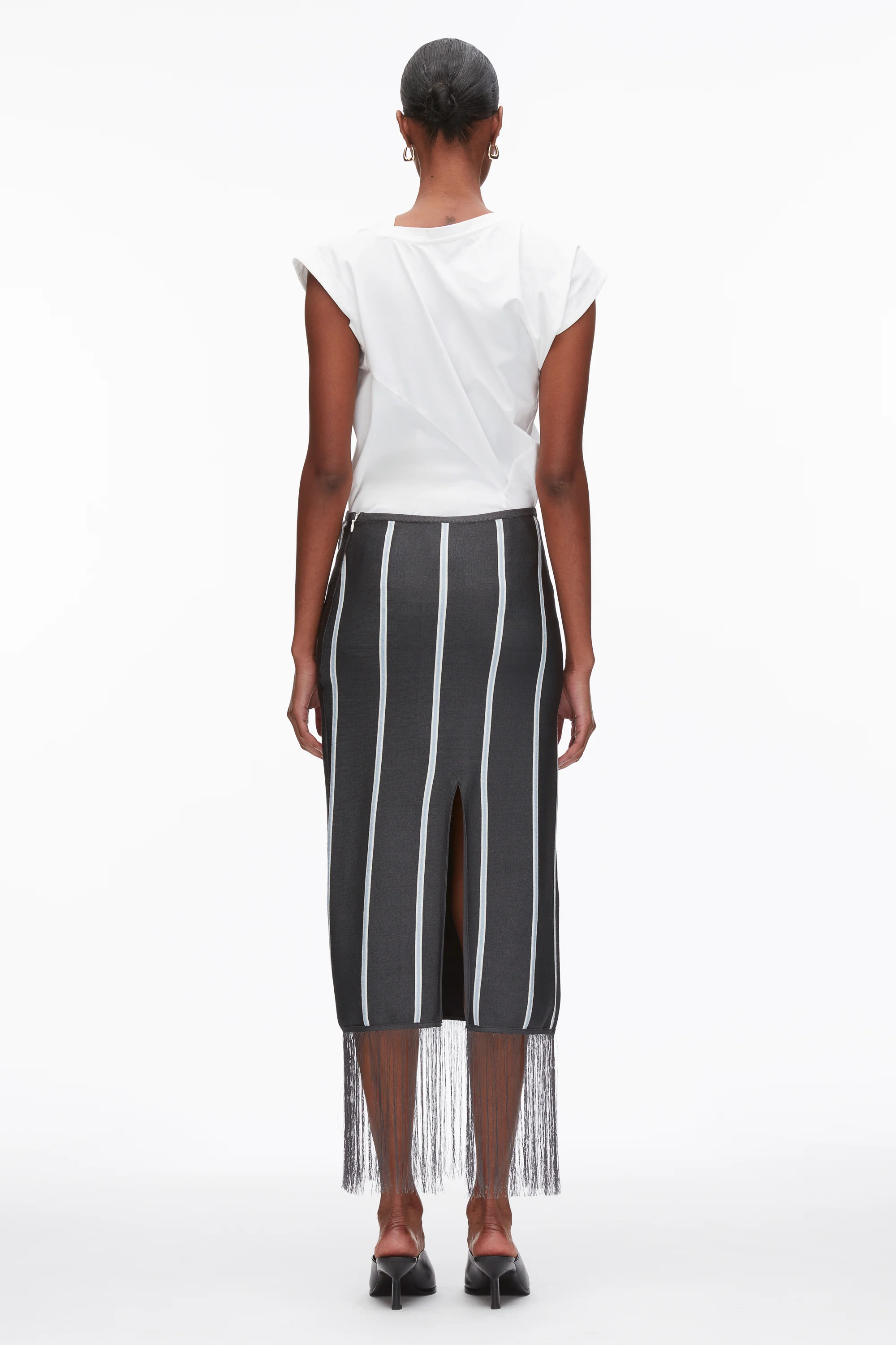 Stripe Midi Skirt with Fringe - Image 4
