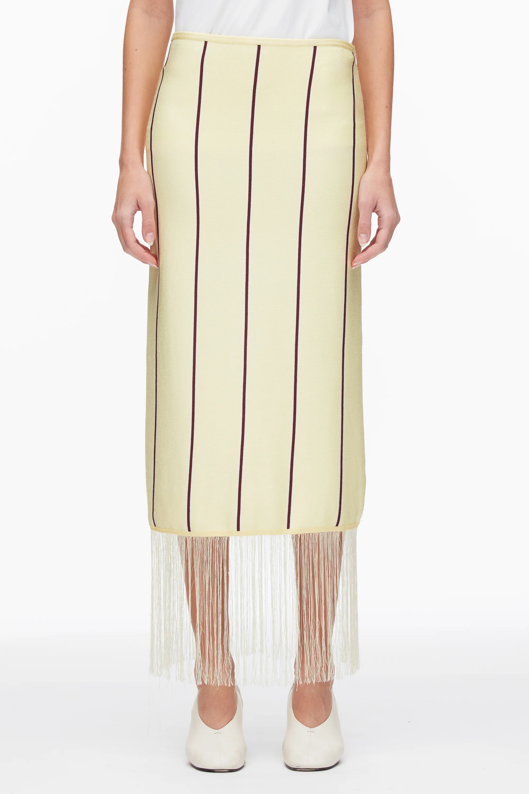 Stripe Midi Skirt with Fringe - Image 9